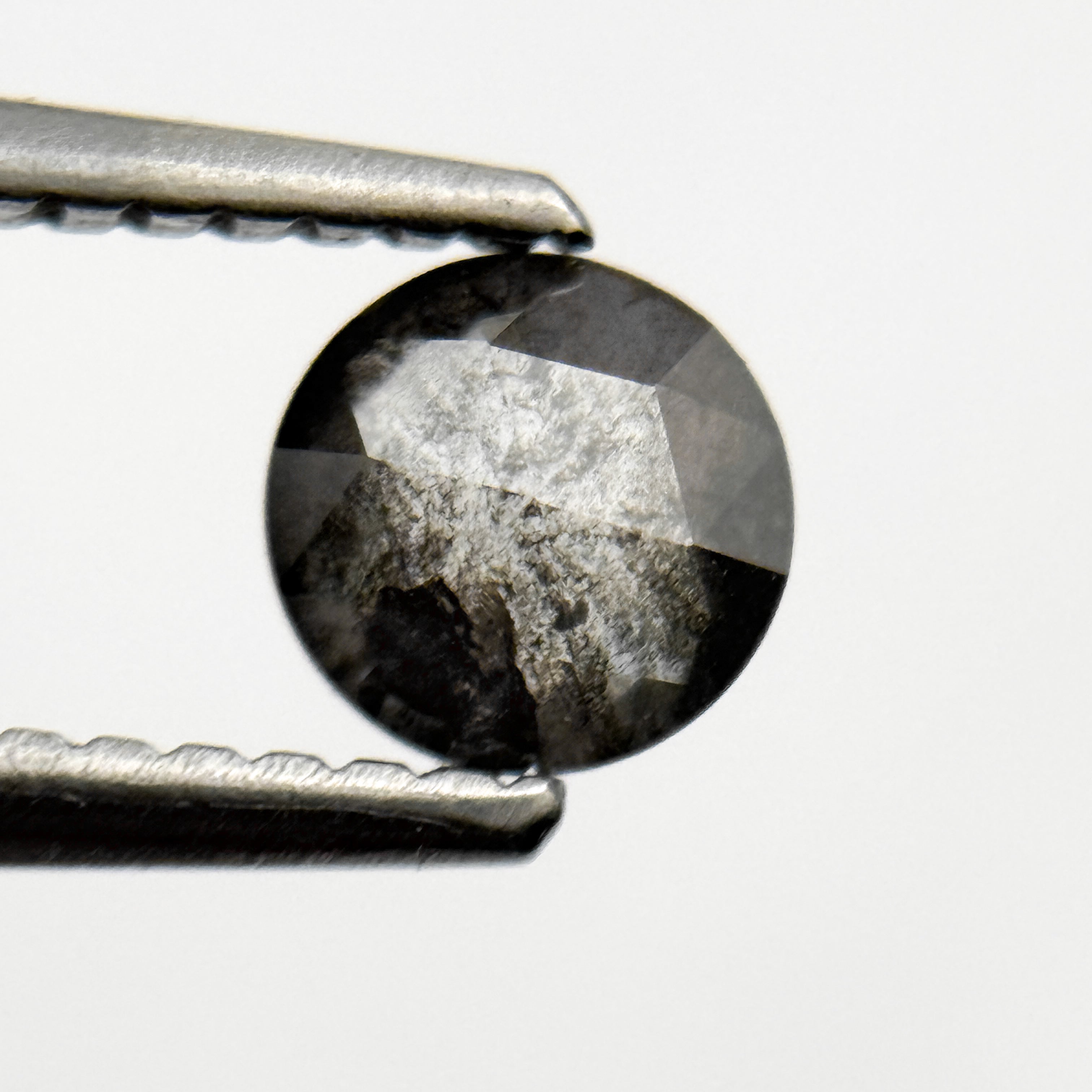 0.53 Ct Round Rose Cut Grey Natural Galaxy Salt and Pepper Diamond