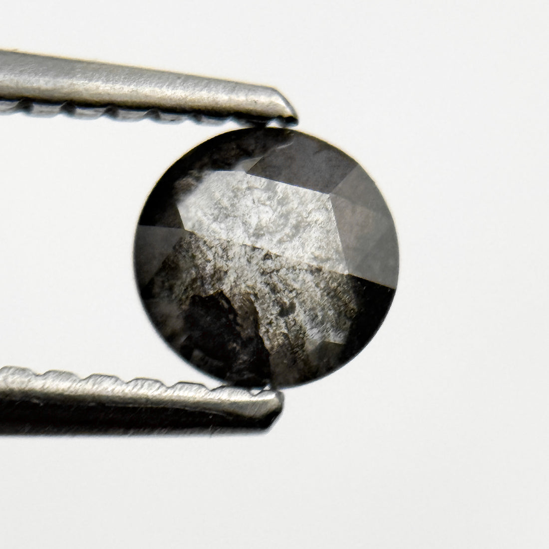 0.53 Ct Round Rose Cut Grey Natural Galaxy Salt and Pepper Diamond