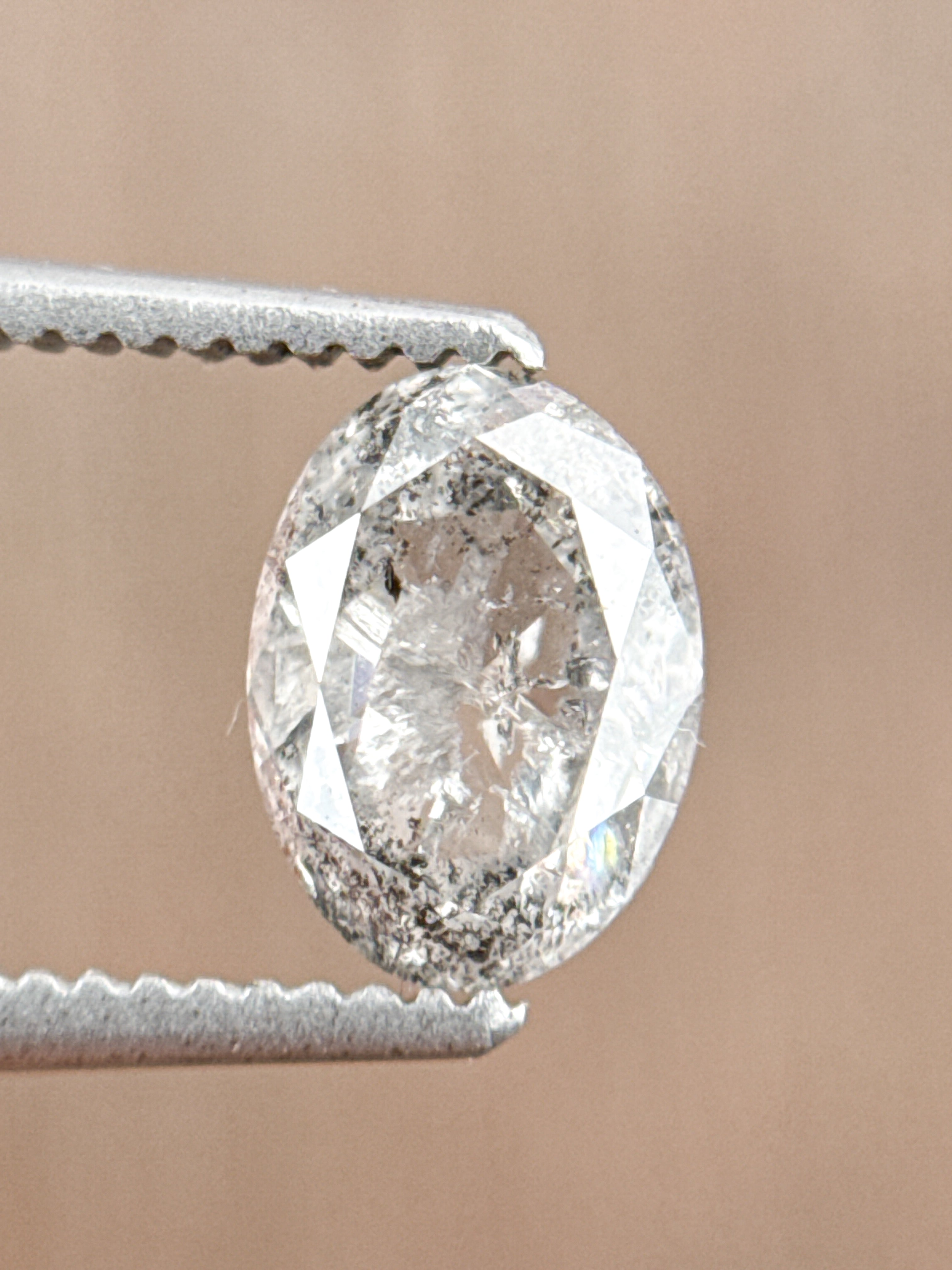 0.90 Ct Oval Rose Cut Grey Natural Galaxy Diamond
