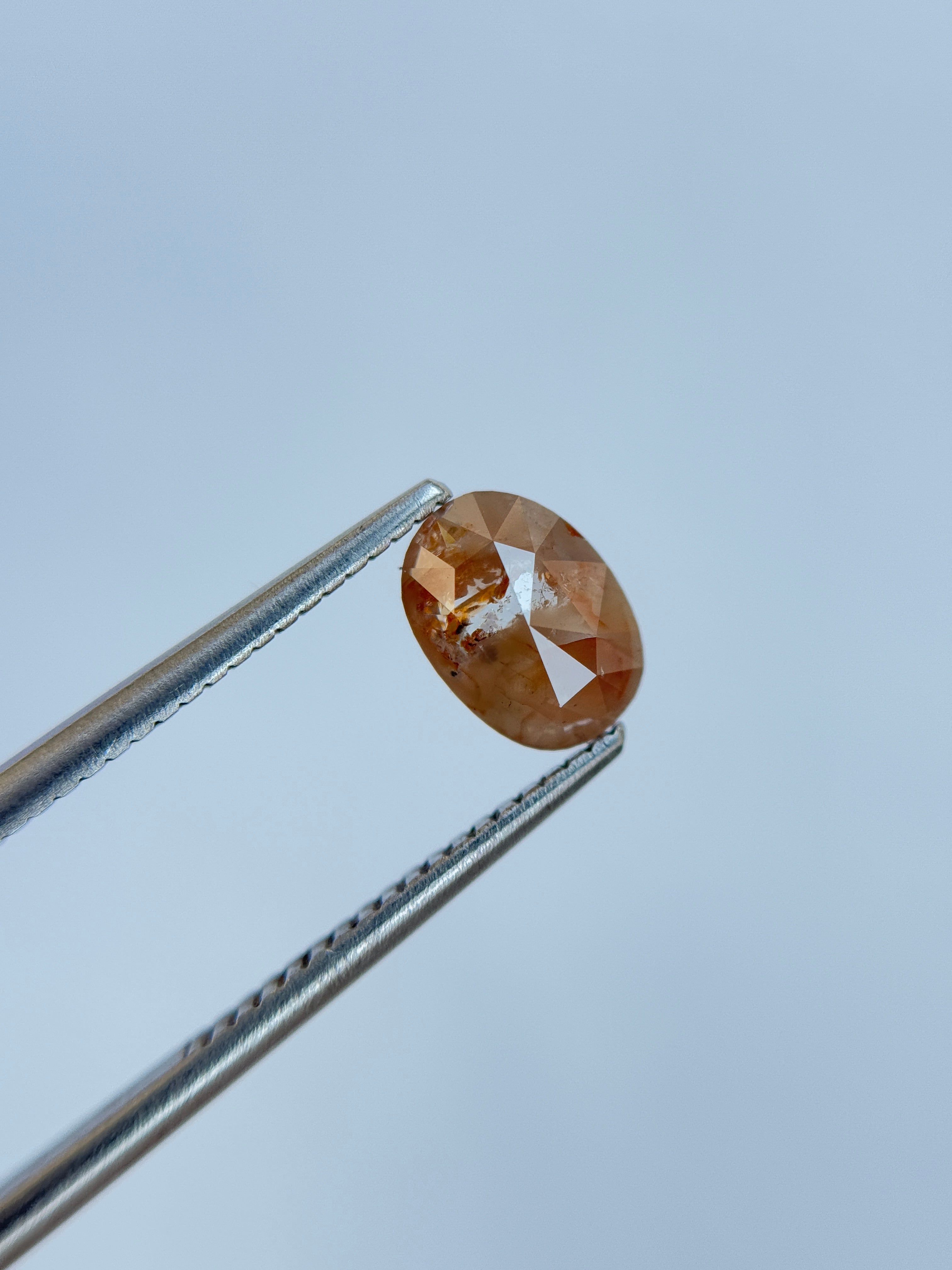 0.96 Ct Oval Rose Cut Red Natural Salt and Pepper Diamond