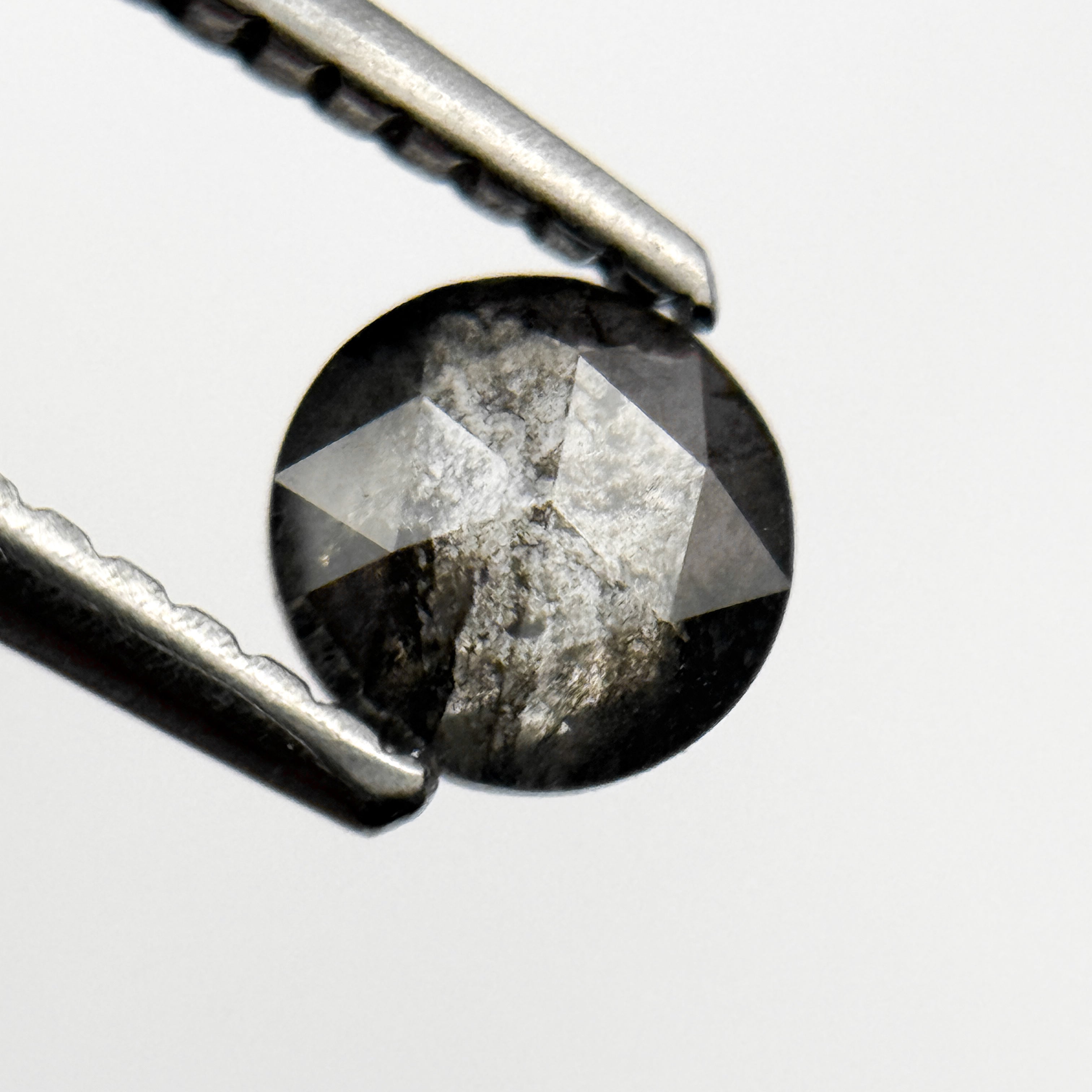 0.53 Ct Round Rose Cut Grey Natural Galaxy Salt and Pepper Diamond