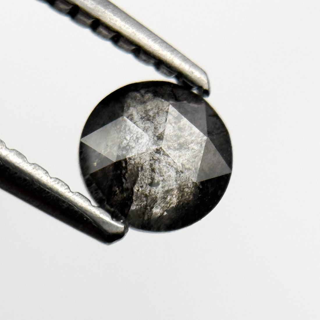 0.53 Ct Round Rose Cut Grey Natural Galaxy Salt and Pepper Diamond