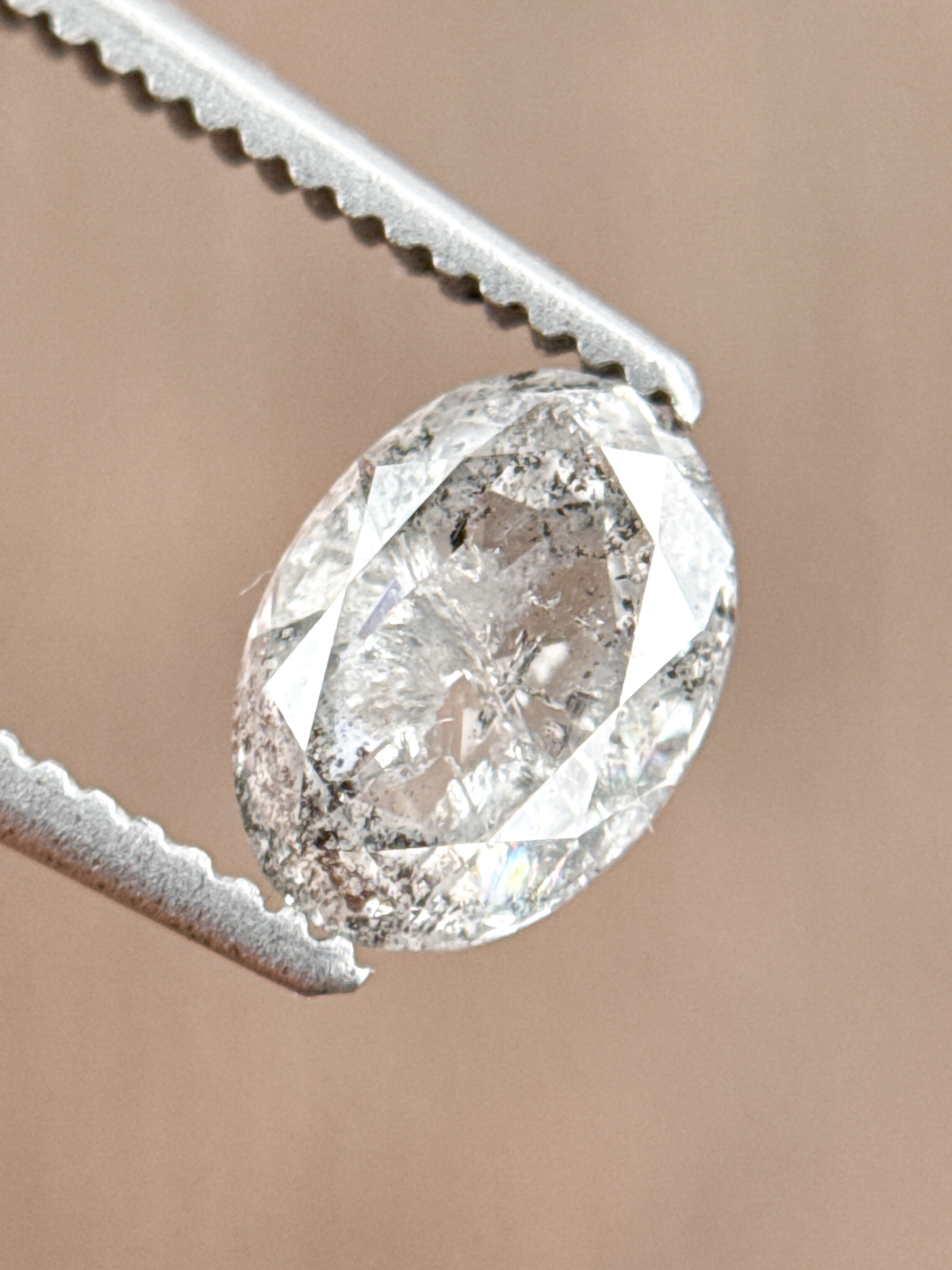 0.90 Ct Oval Rose Cut Grey Natural Galaxy Diamond