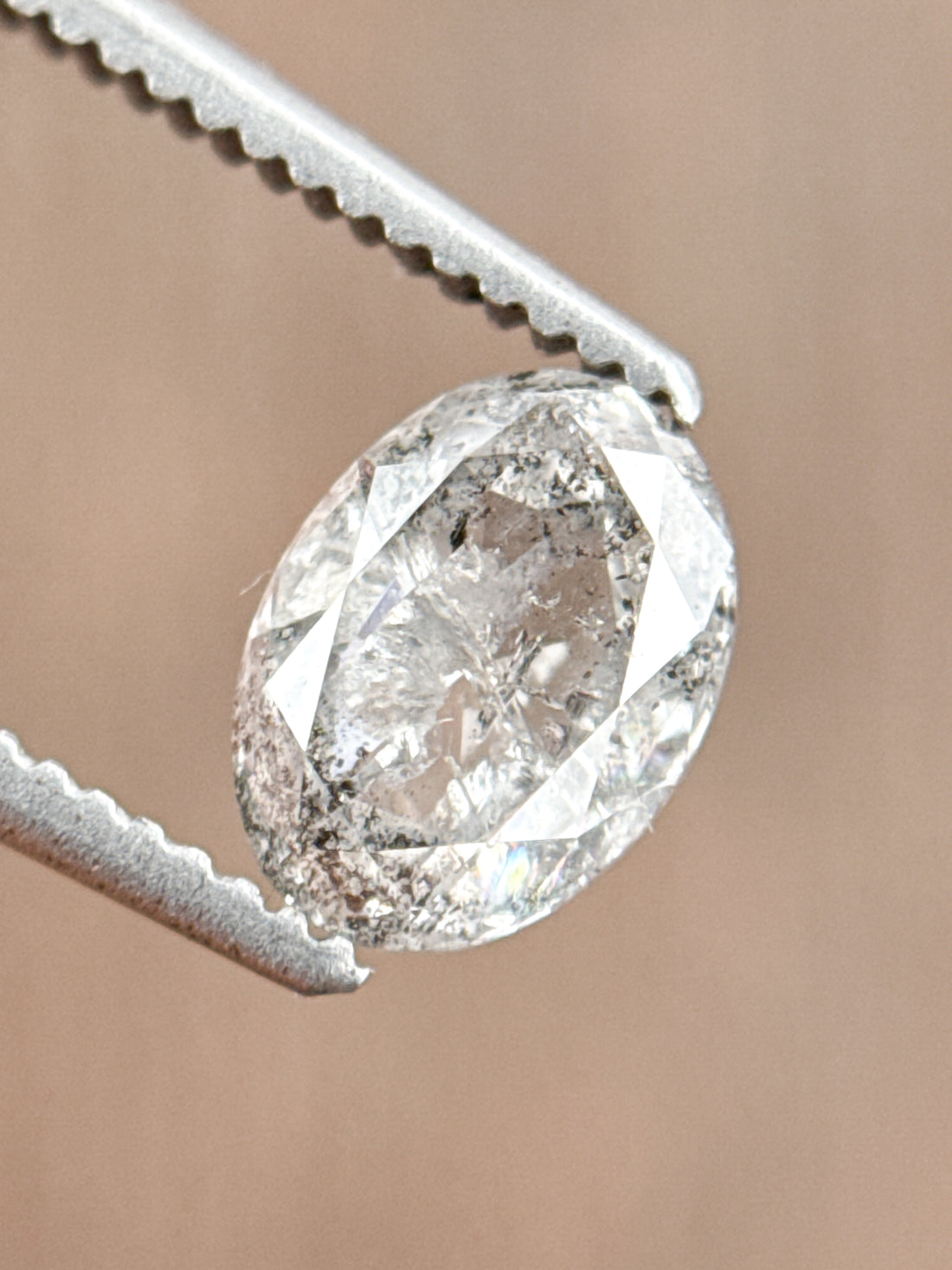 0.90 Ct Oval Rose Cut Grey Natural Galaxy Diamond