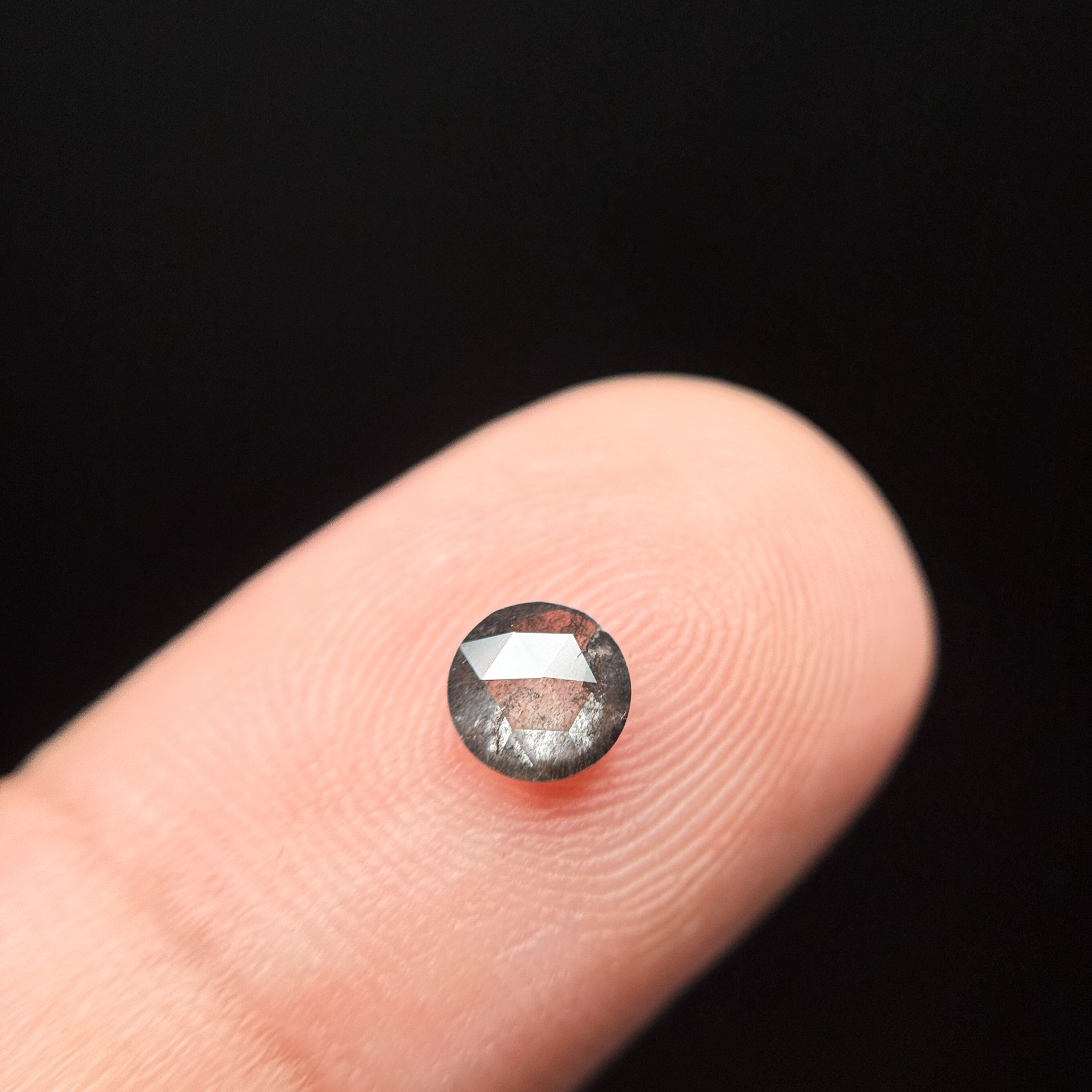 0.53 Ct Round Rose Cut Grey Natural Galaxy Salt and Pepper Diamond