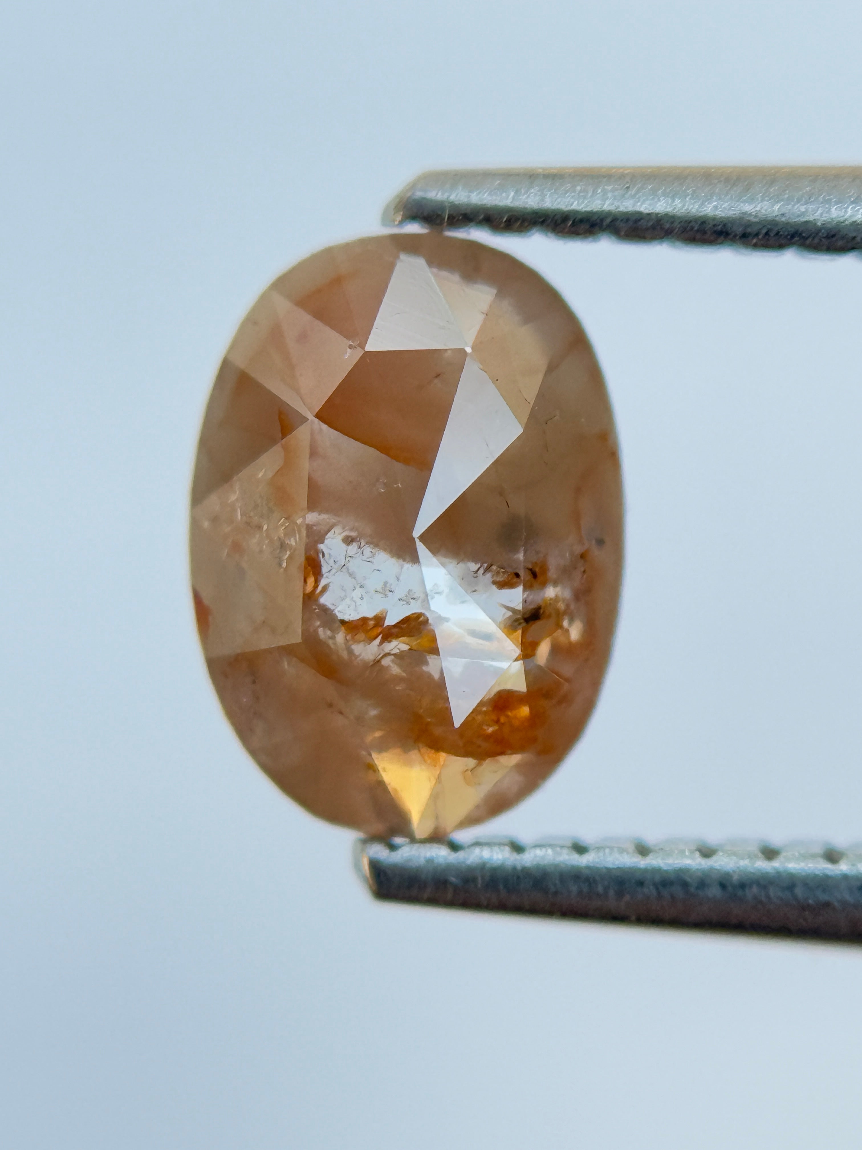 0.96 Ct Oval Rose Cut Red Natural Salt and Pepper Diamond