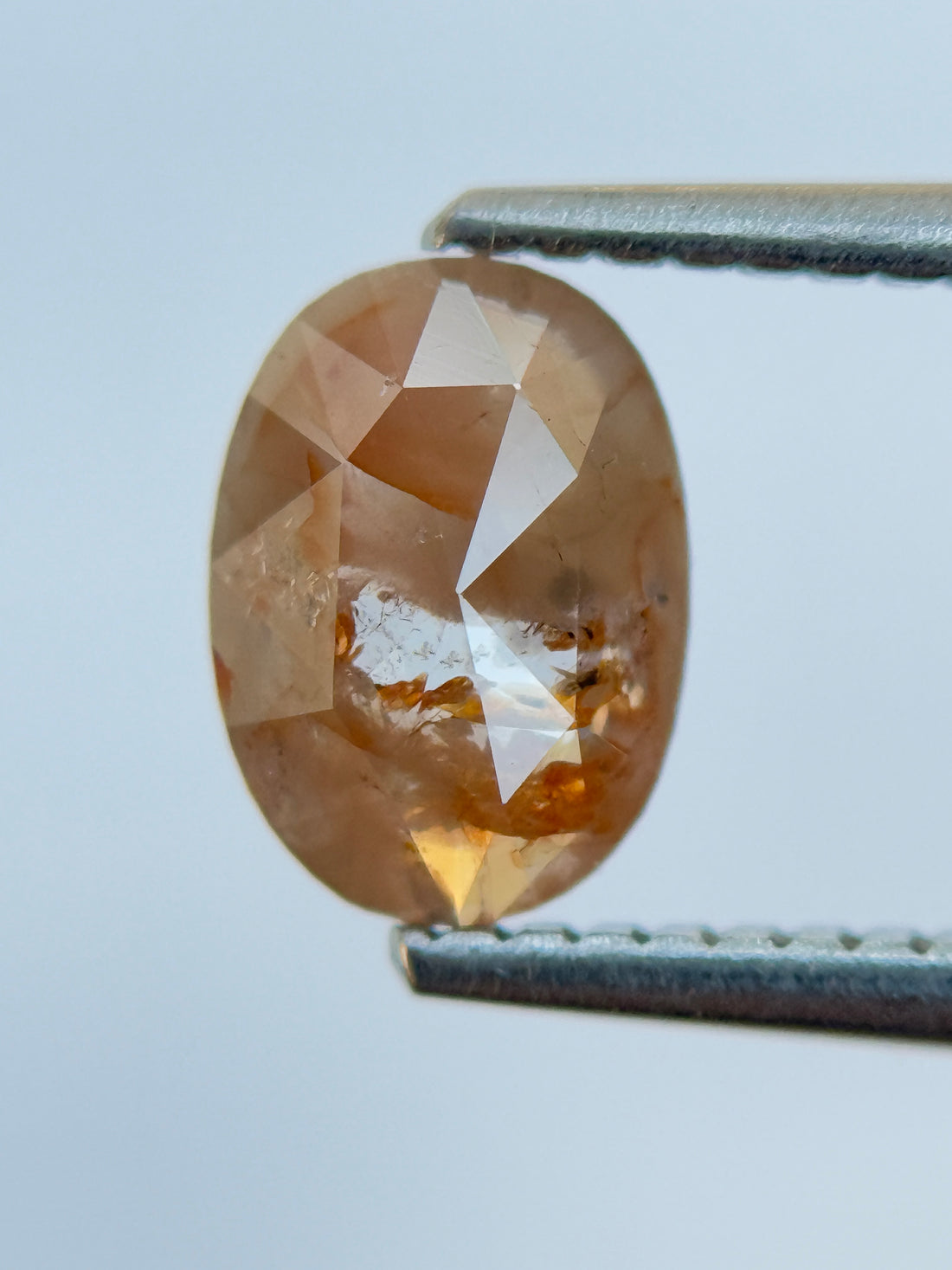 0.96 Ct Oval Rose Cut Red Natural Salt and Pepper Diamond