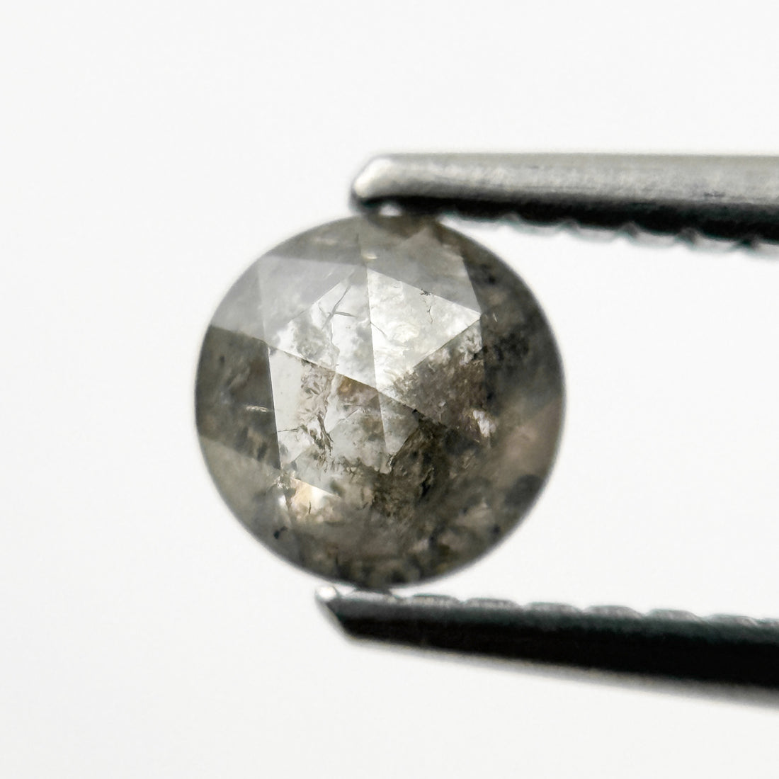 0.51 Ct Round Rose Cut Grey Natural Minimal Salt and Pepper Diamond