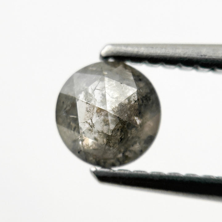 0.51 Ct Round Rose Cut Grey Natural Minimal Salt and Pepper Diamond