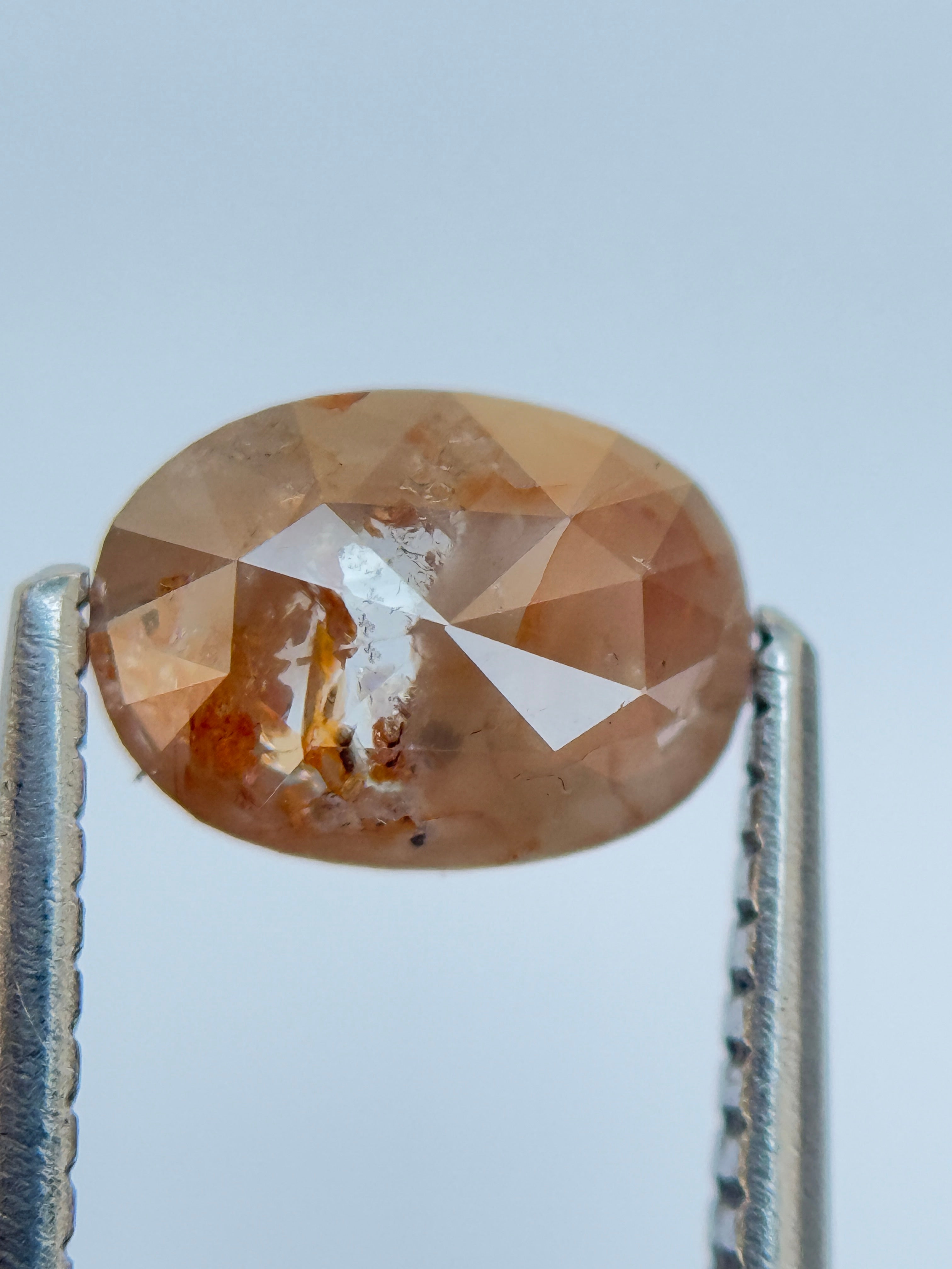 0.96 Ct Oval Rose Cut Red Natural Salt and Pepper Diamond