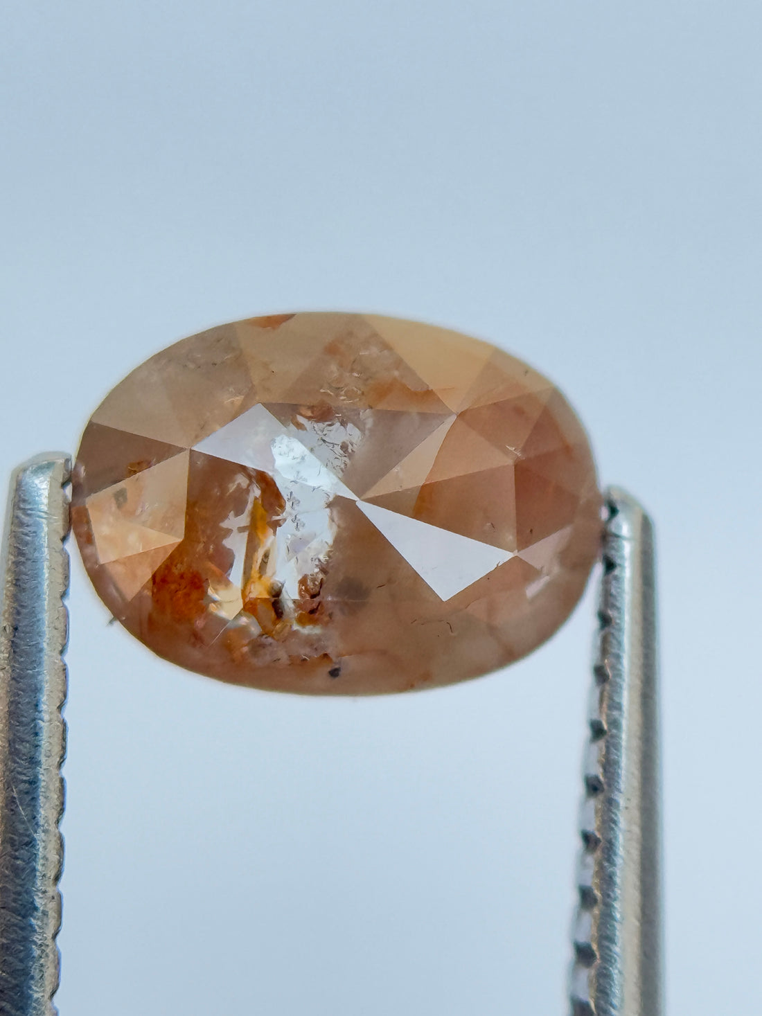 0.96 Ct Oval Rose Cut Red Natural Salt and Pepper Diamond