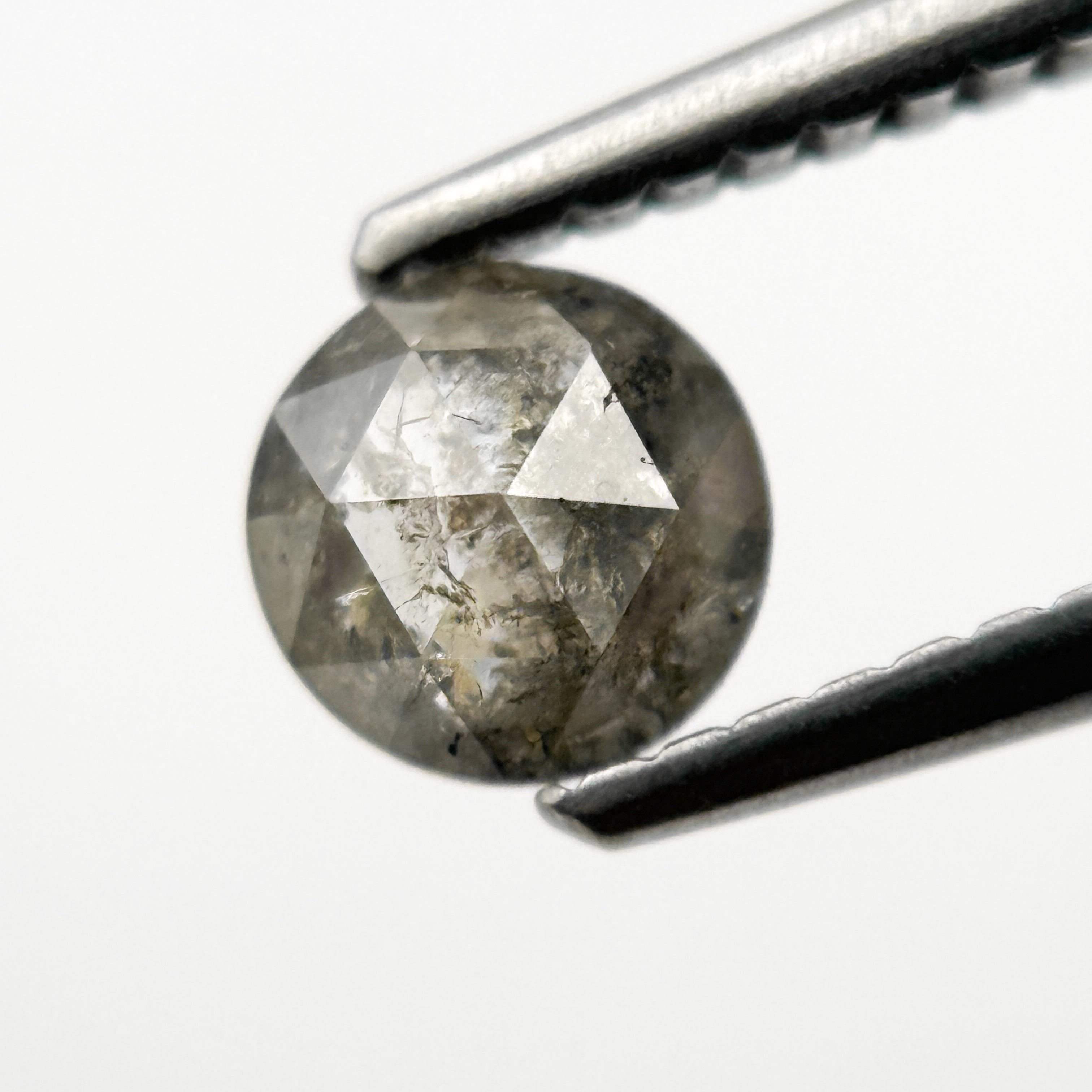 0.51 Ct Round Rose Cut Grey Natural Minimal Salt and Pepper Diamond
