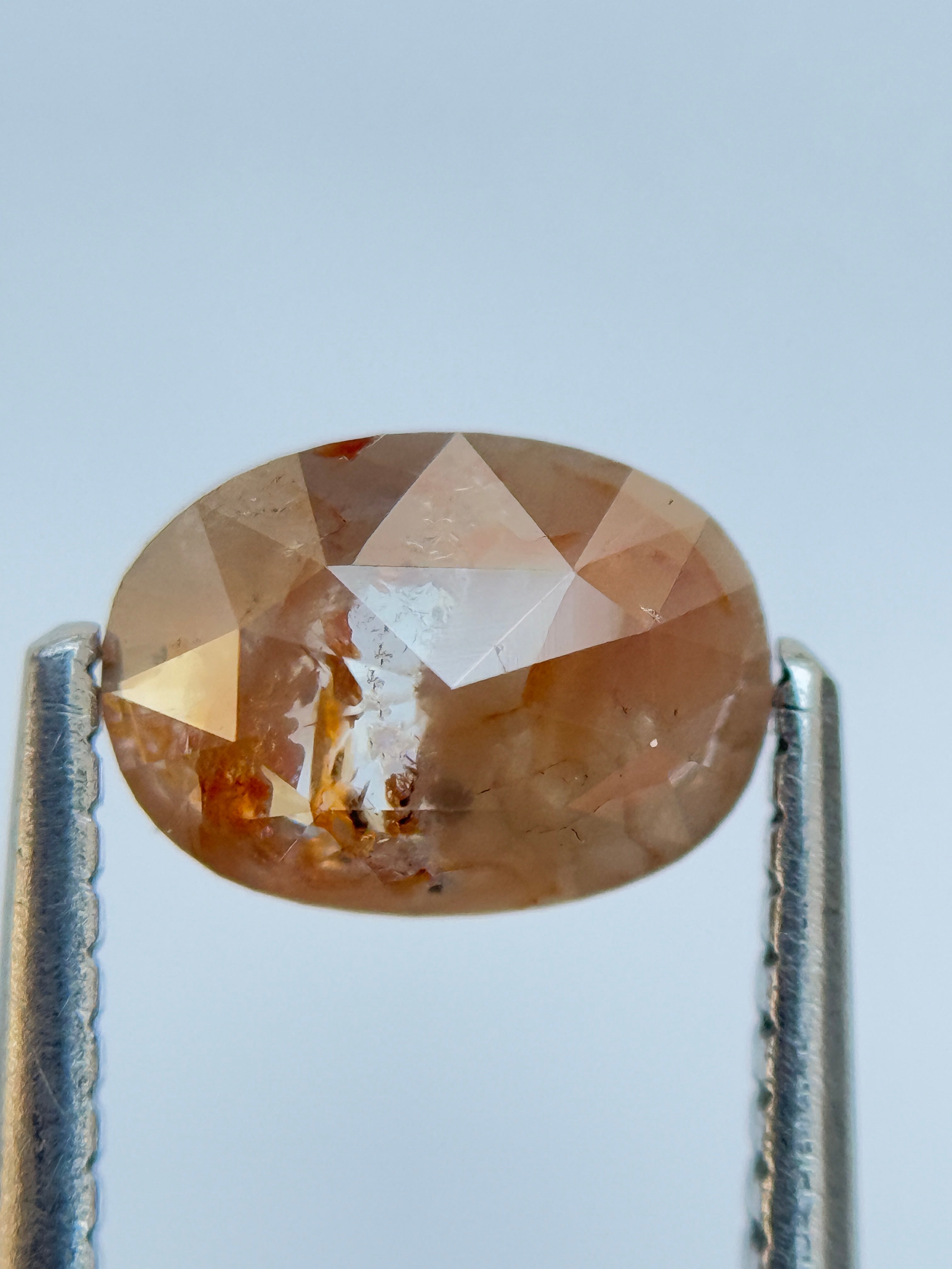 0.96 Ct Oval Rose Cut Red Natural Salt and Pepper Diamond