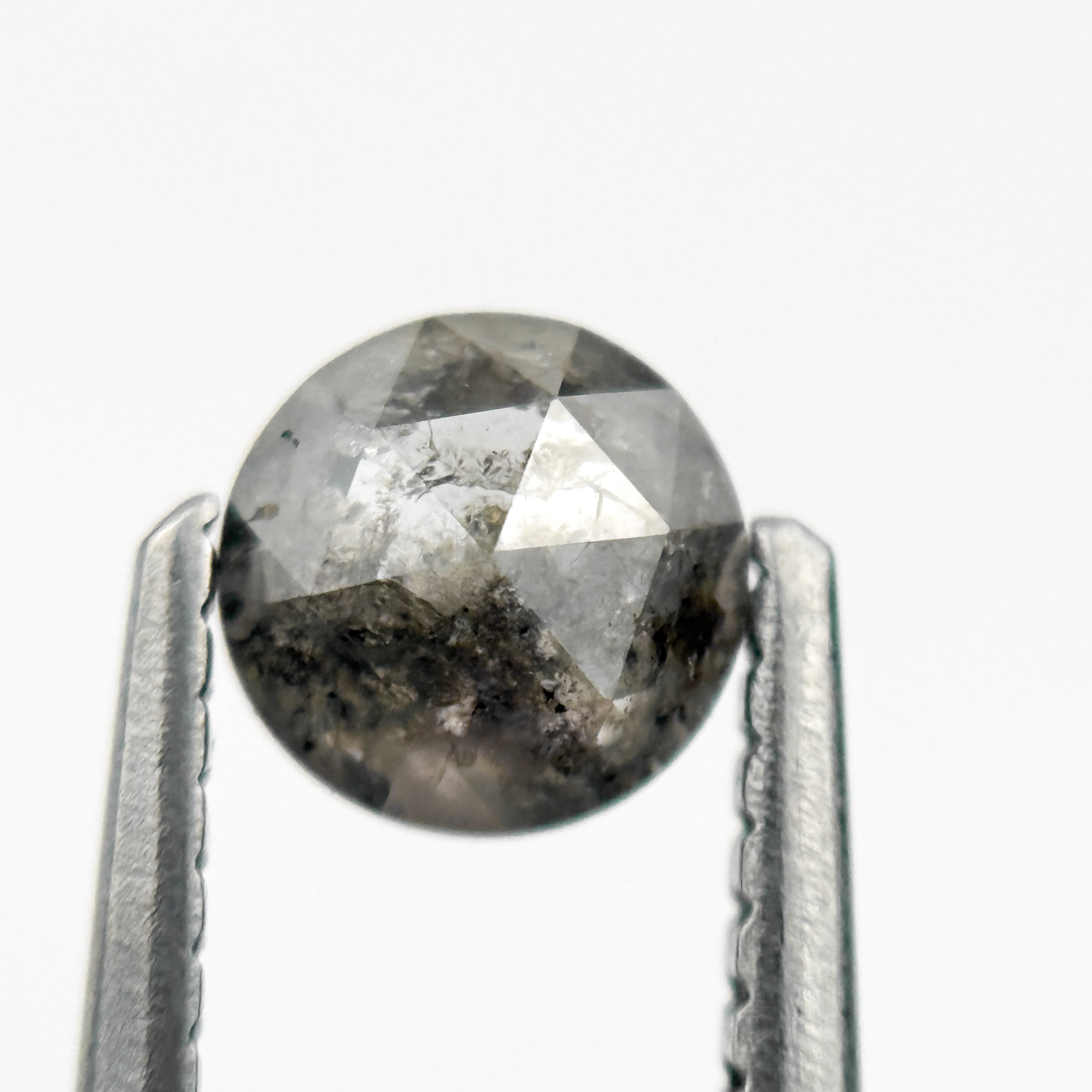 0.51 Ct Round Rose Cut Grey Natural Minimal Salt and Pepper Diamond