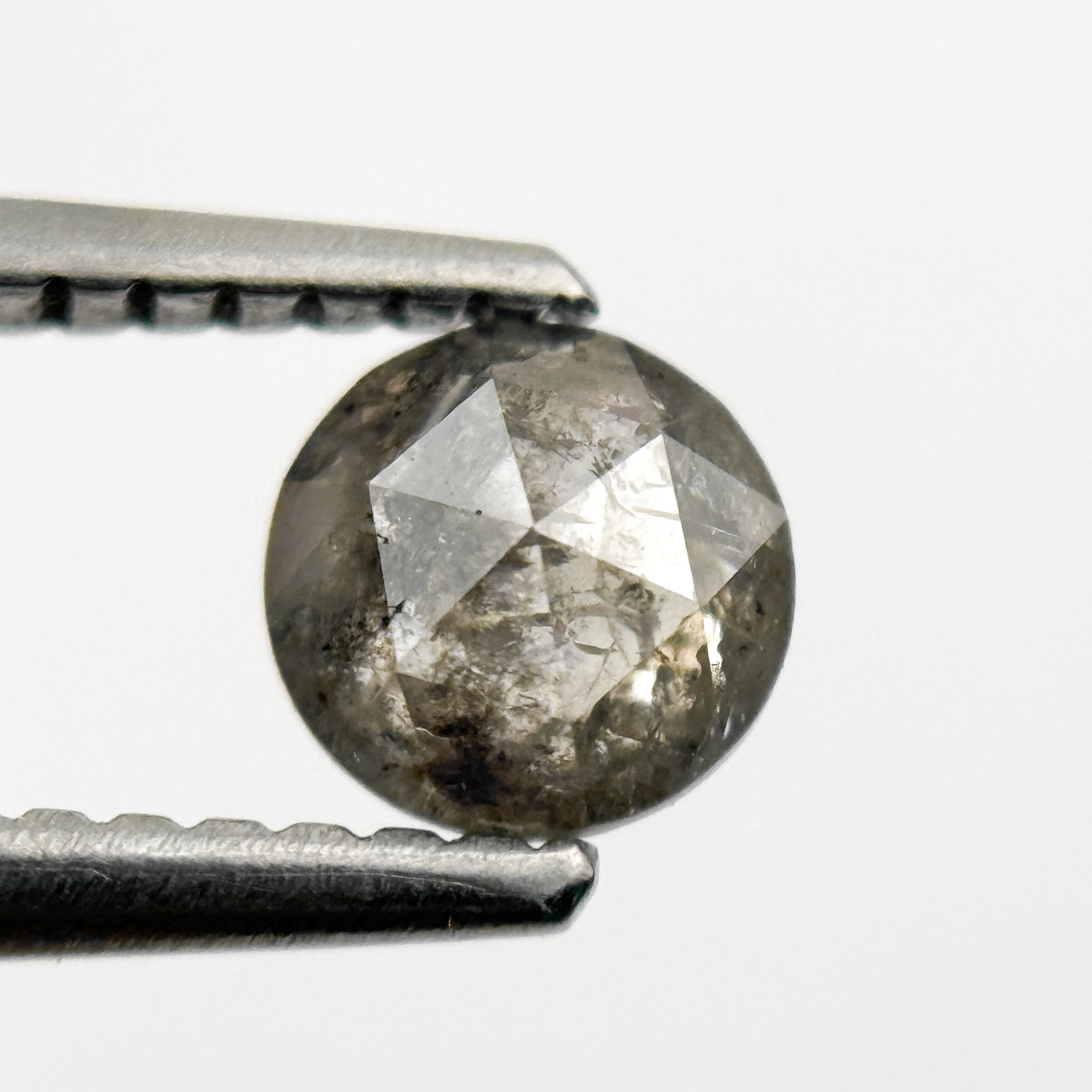 0.51 Ct Round Rose Cut Grey Natural Minimal Salt and Pepper Diamond
