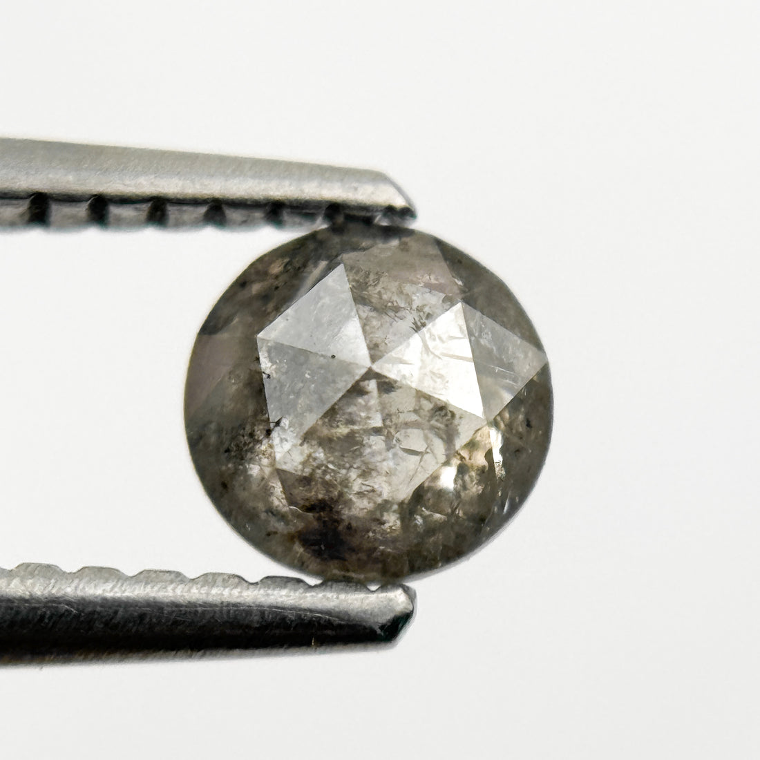 0.51 Ct Round Rose Cut Grey Natural Minimal Salt and Pepper Diamond