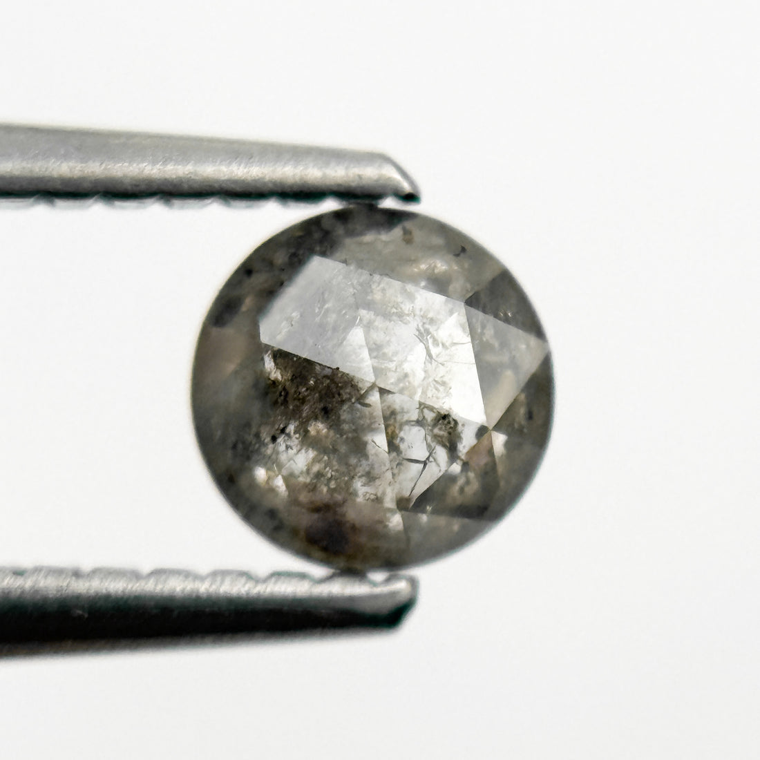 0.51 Ct Round Rose Cut Grey Natural Minimal Salt and Pepper Diamond