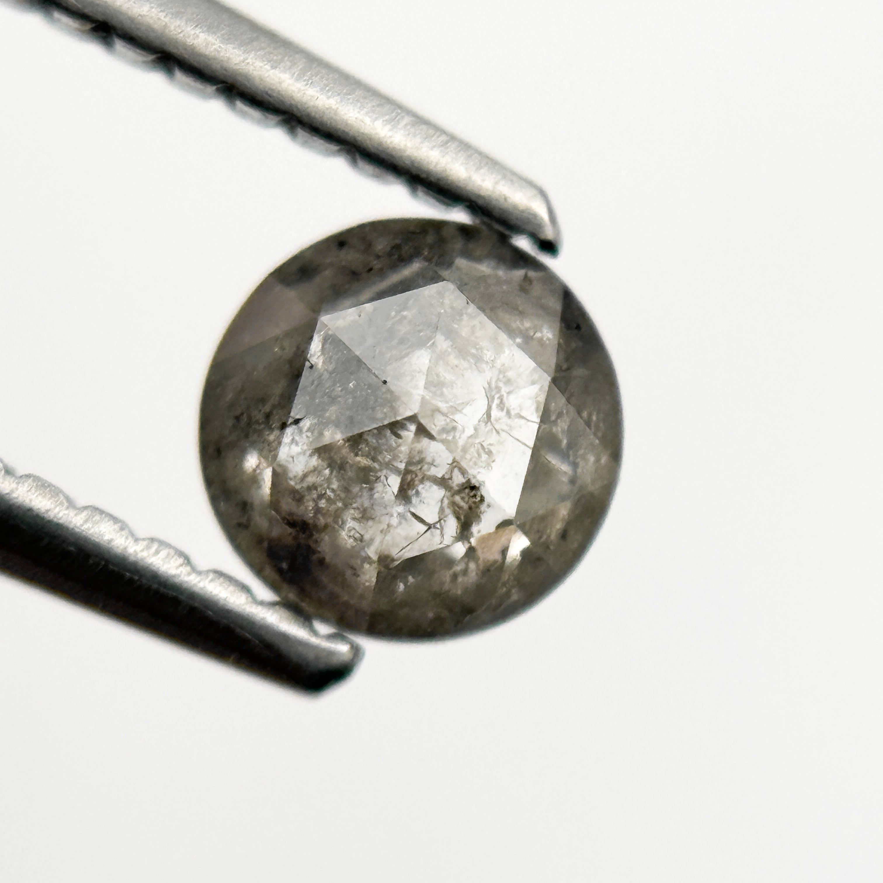 0.51 Ct Round Rose Cut Grey Natural Minimal Salt and Pepper Diamond