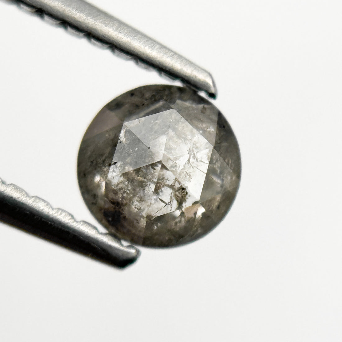 0.51 Ct Round Rose Cut Grey Natural Minimal Salt and Pepper Diamond