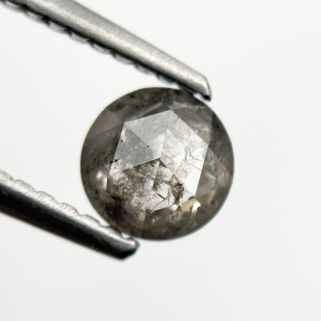 0.51 Ct Round Rose Cut Grey Natural Minimal Salt and Pepper Diamond