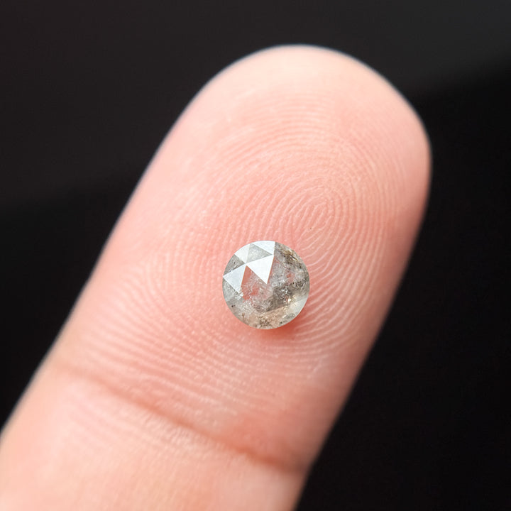0.51 Ct Round Rose Cut Grey Natural Minimal Salt and Pepper Diamond