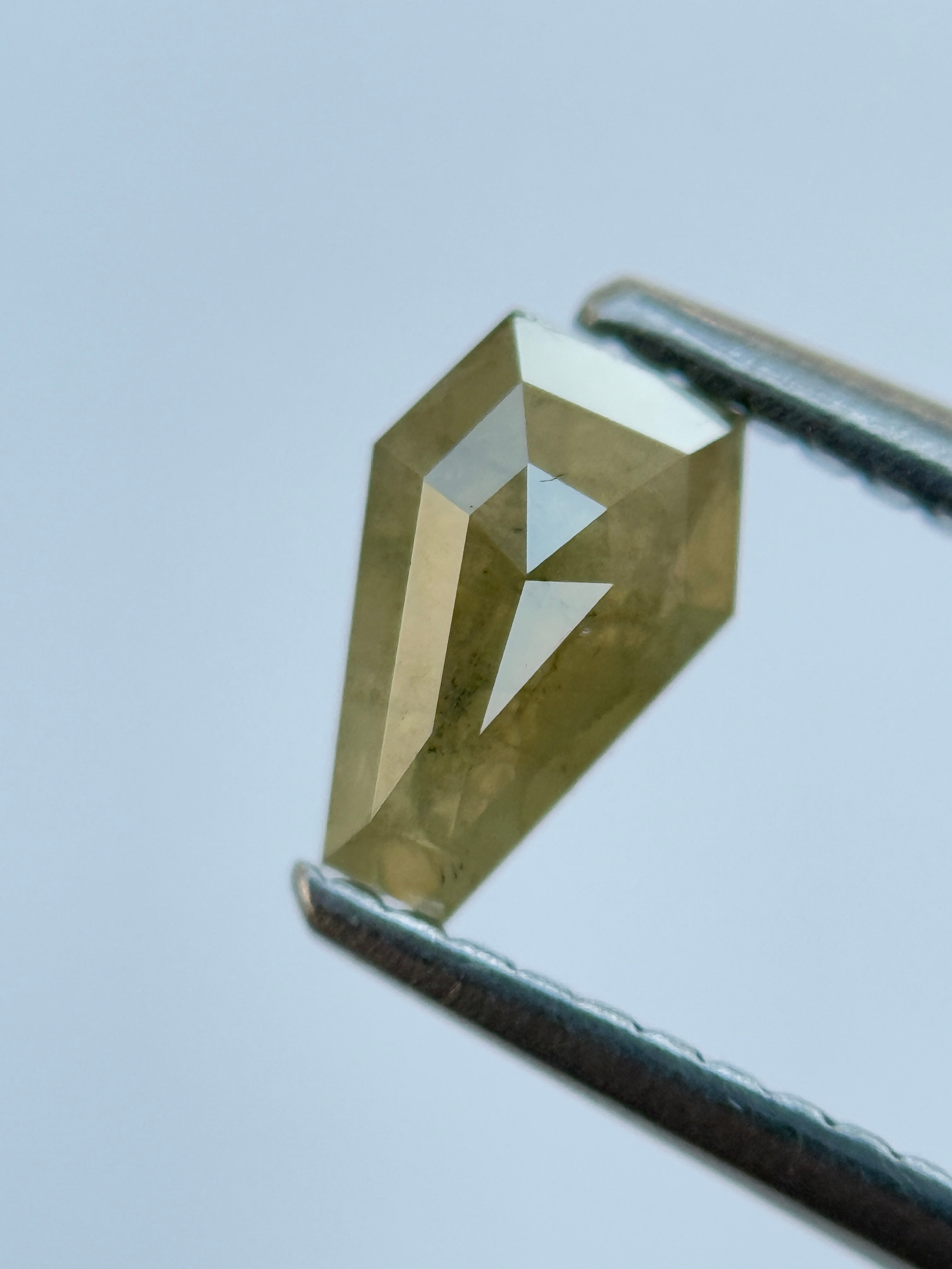 0.70 Ct Coffin Rose Cut Yellow Natural Salt and Pepper Diamond