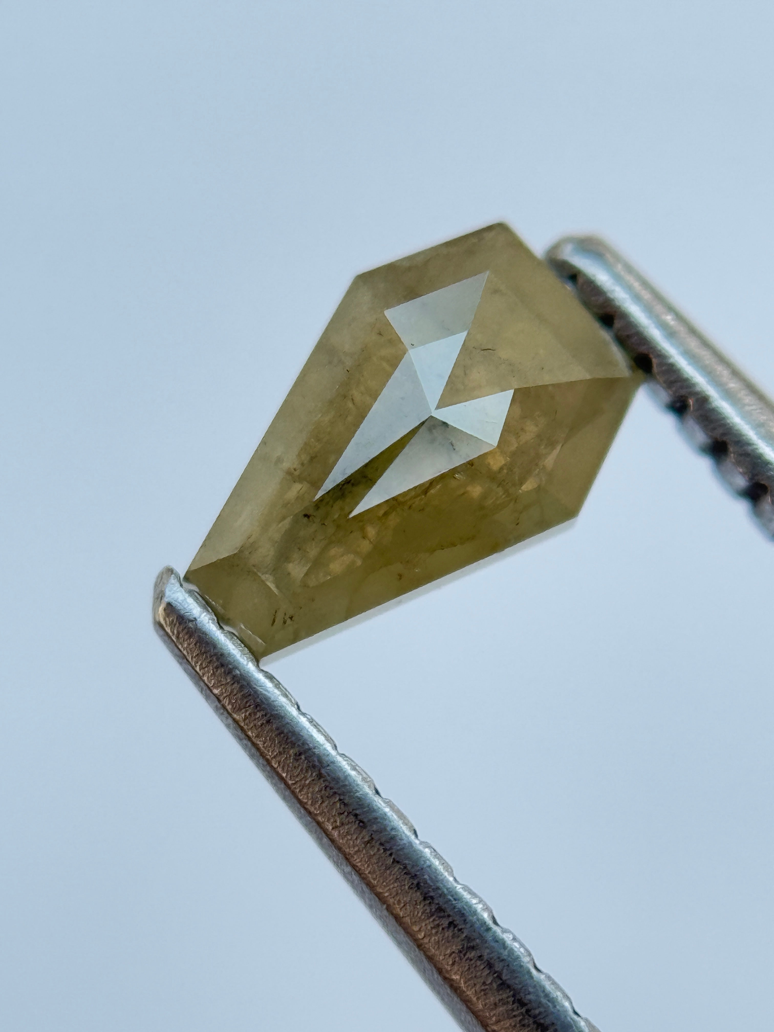 0.70 Ct Coffin Rose Cut Yellow Natural Salt and Pepper Diamond
