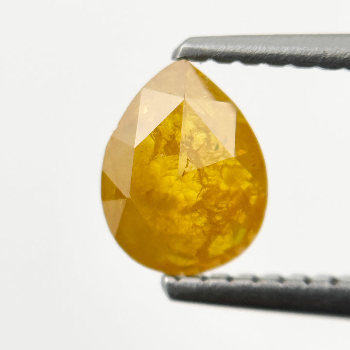0.80 Ct Pear Rose Cut Yellow Natural Salt and Pepper Diamond
