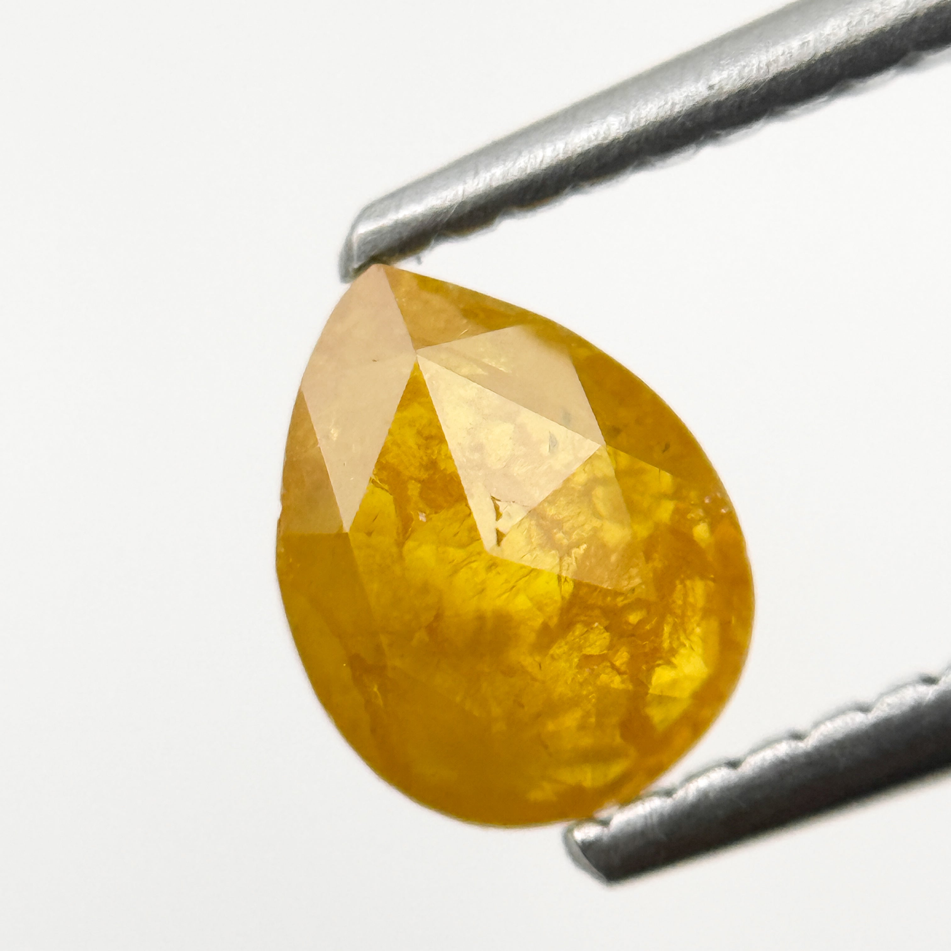 0.80 Ct Pear Rose Cut Yellow Natural Salt and Pepper Diamond