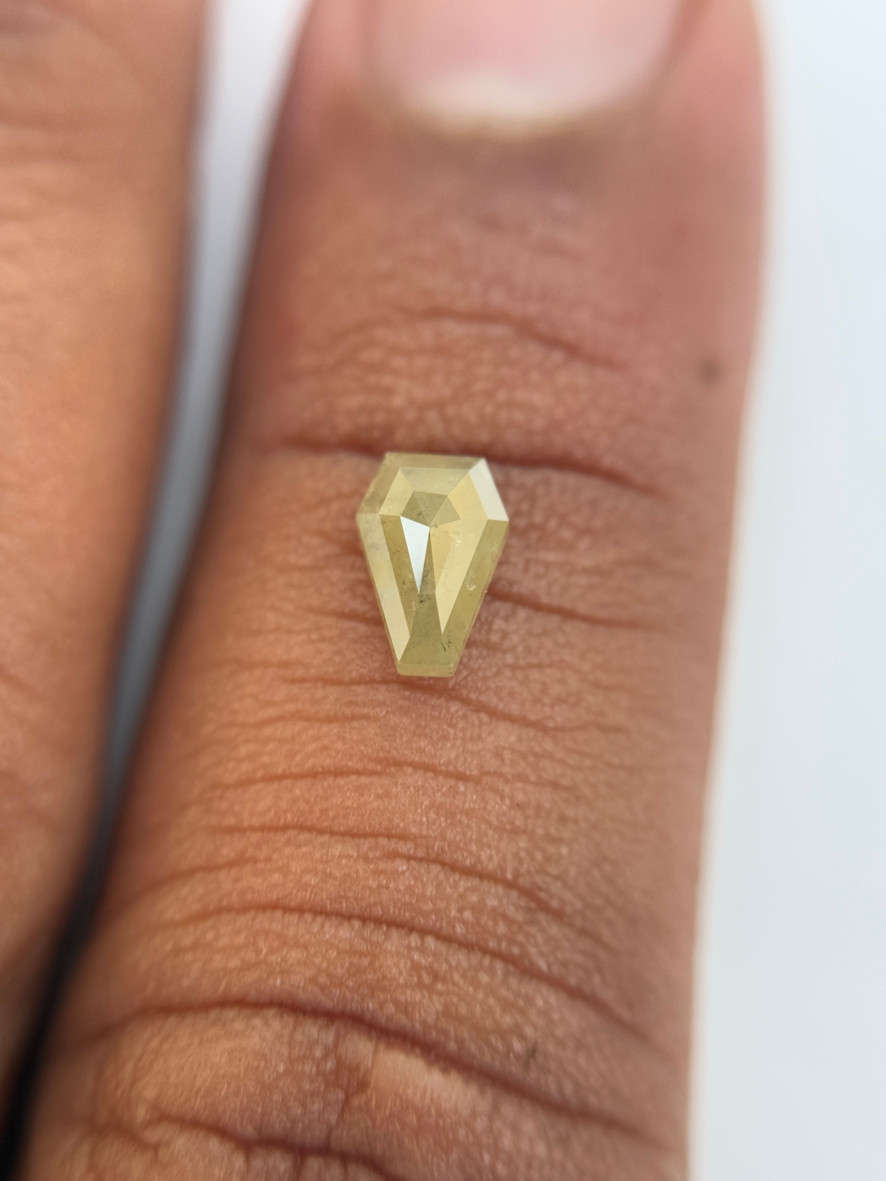 0.70 Ct Coffin Rose Cut Yellow Natural Salt and Pepper Diamond