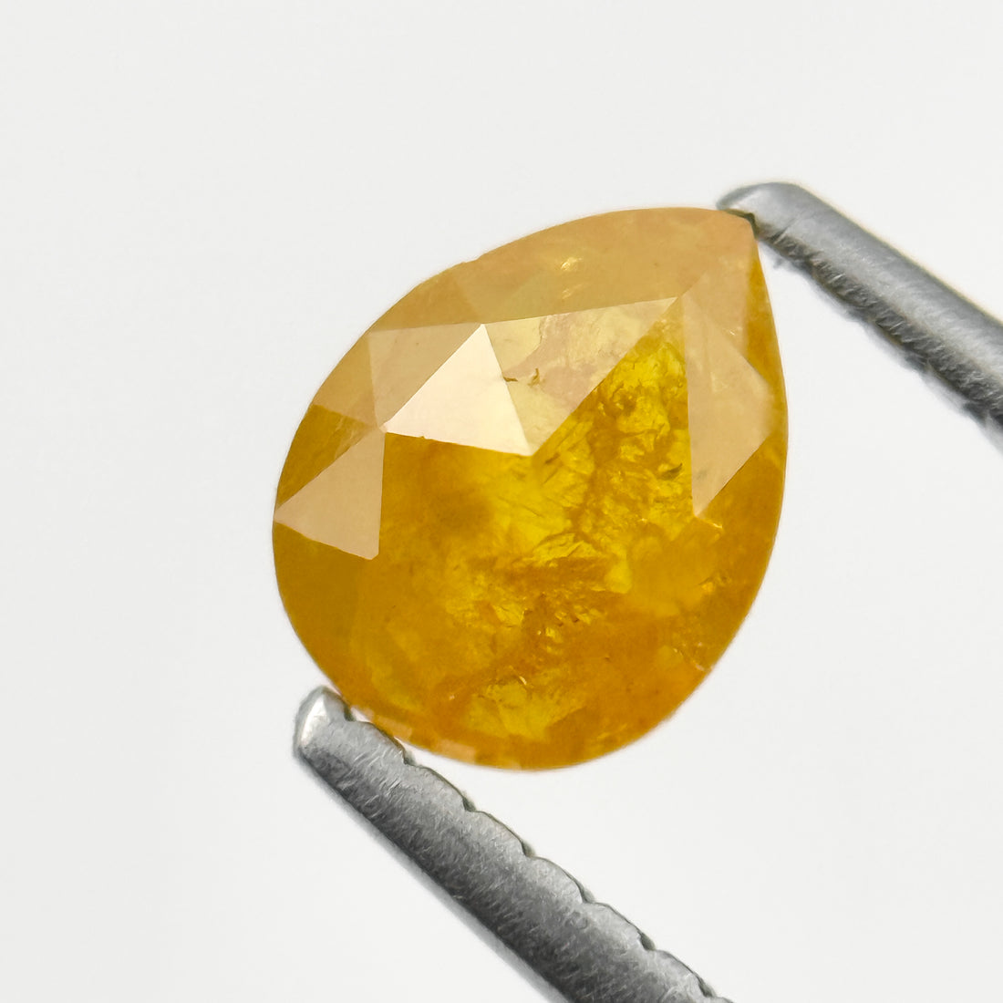 0.80 Ct Pear Rose Cut Yellow Natural Salt and Pepper Diamond