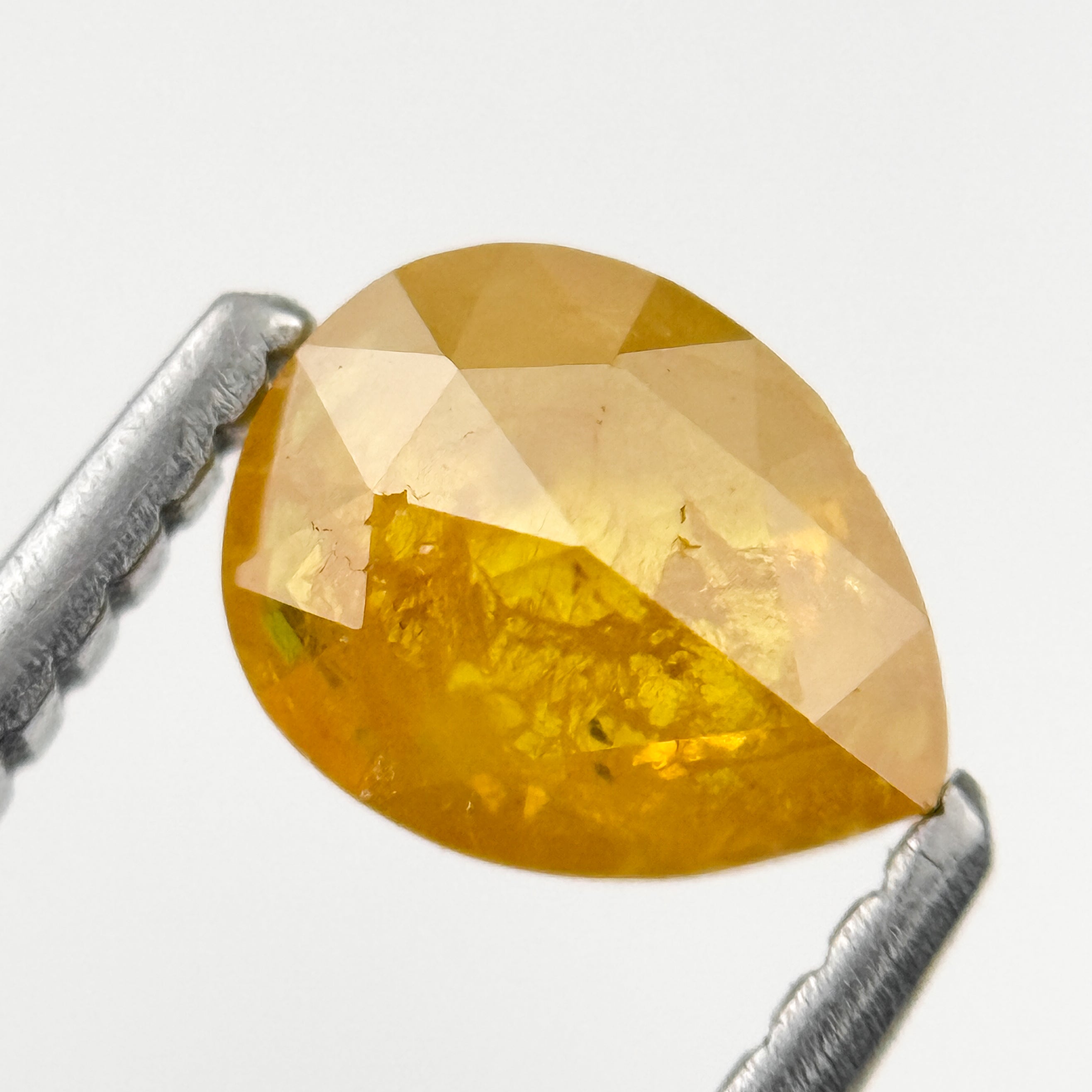 0.80 Ct Pear Rose Cut Yellow Natural Salt and Pepper Diamond