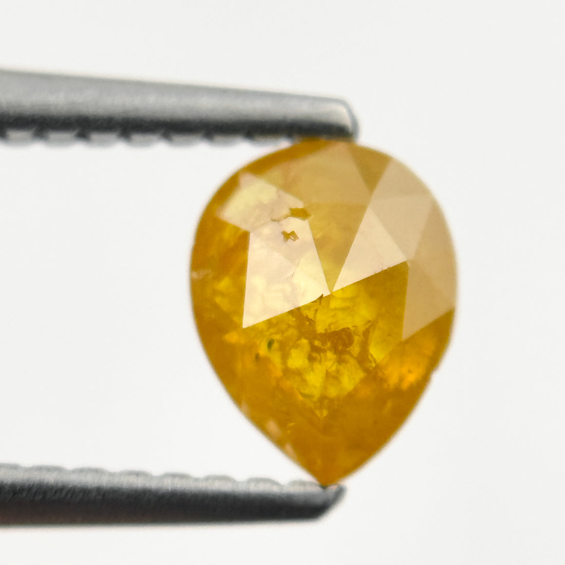 0.80 Ct Pear Rose Cut Yellow Natural Salt and Pepper Diamond