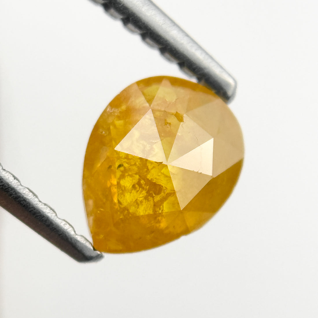 0.80 Ct Pear Rose Cut Yellow Natural Salt and Pepper Diamond