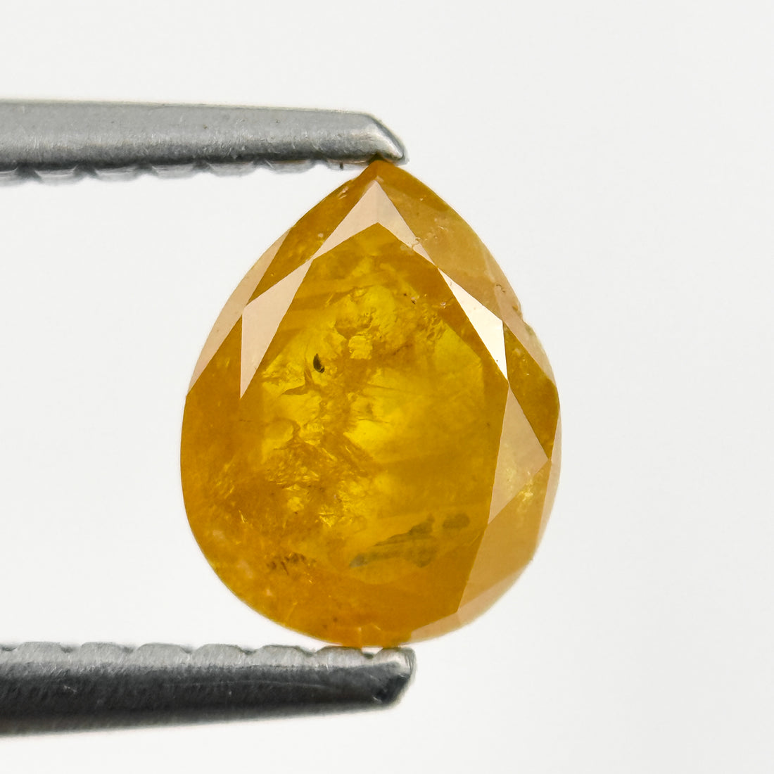 0.80 Ct Pear Rose Cut Yellow Natural Salt and Pepper Diamond
