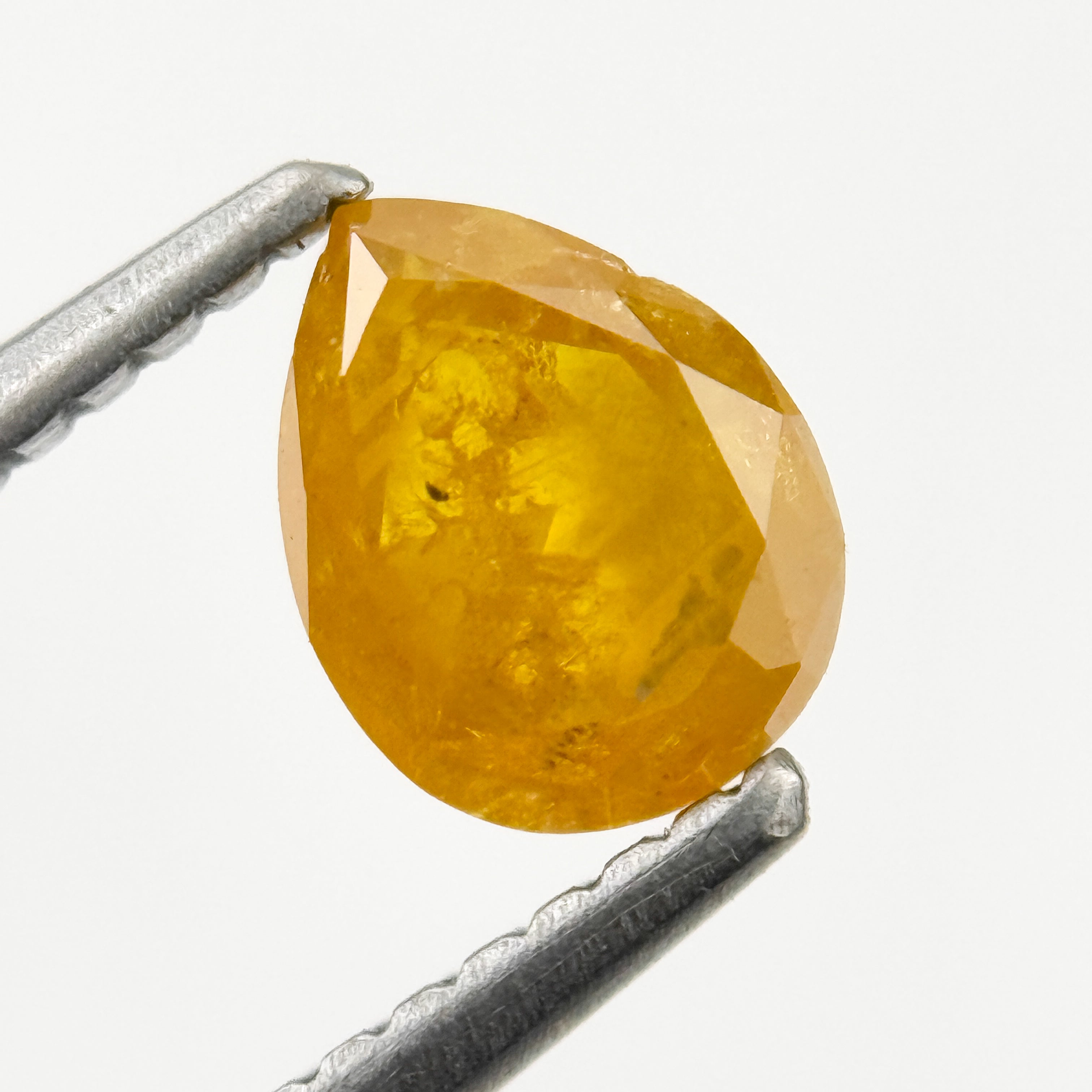 0.80 Ct Pear Rose Cut Yellow Natural Salt and Pepper Diamond