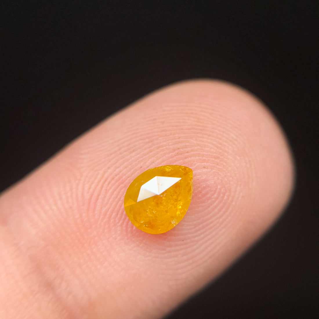 0.80 Ct Pear Rose Cut Yellow Natural Salt and Pepper Diamond