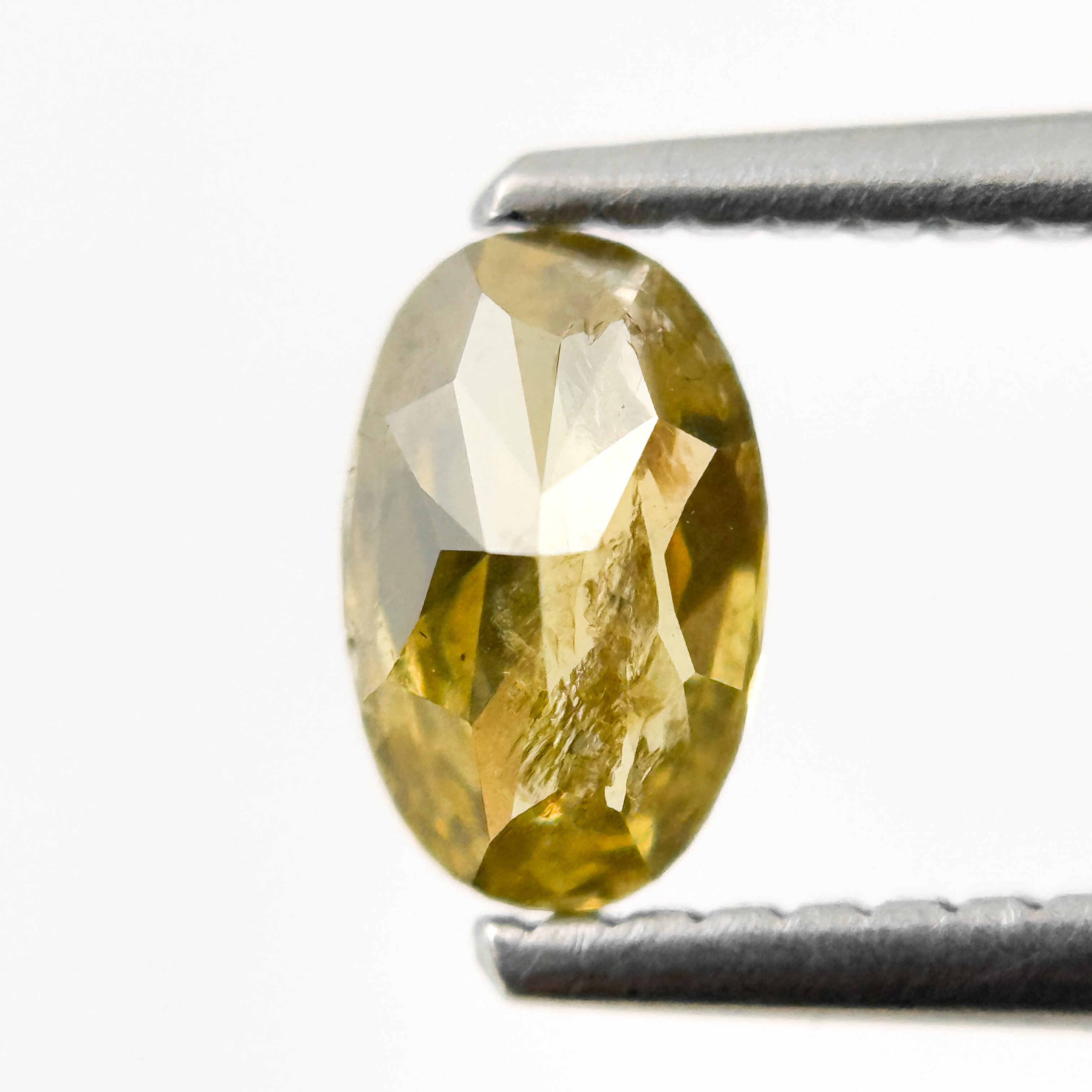 0.67 Ct Oval Rose Cut Yellow Natural Salt and Pepper Diamond