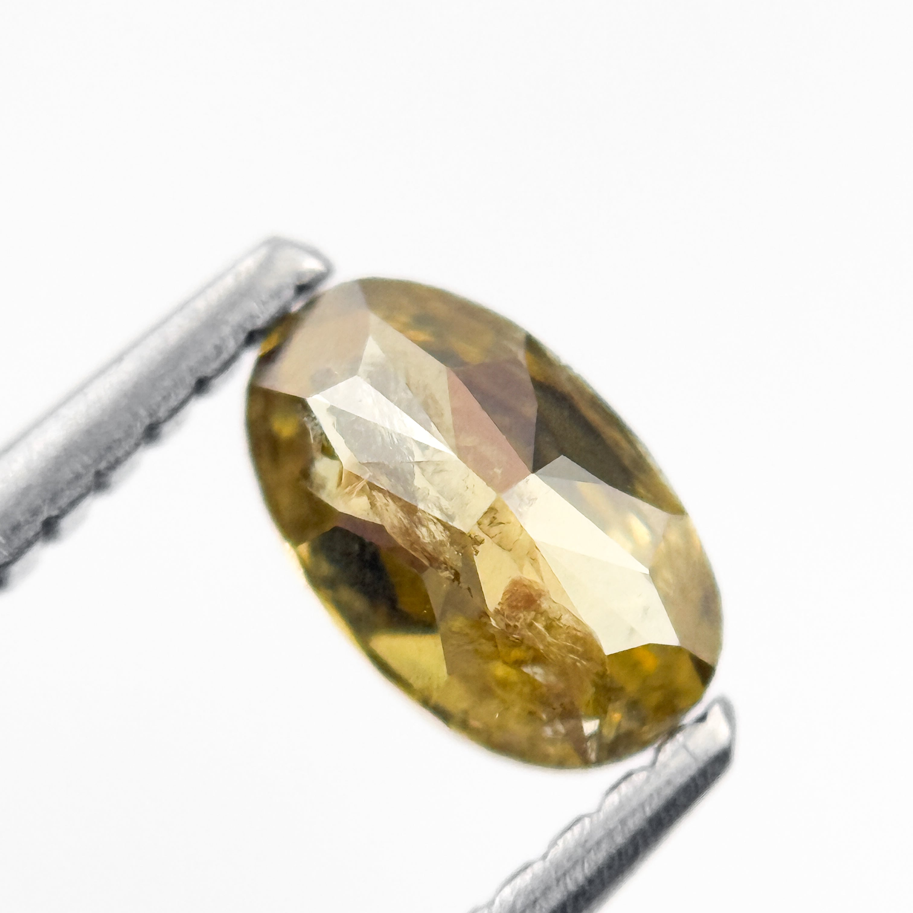 0.67 Ct Oval Rose Cut Yellow Natural Salt and Pepper Diamond