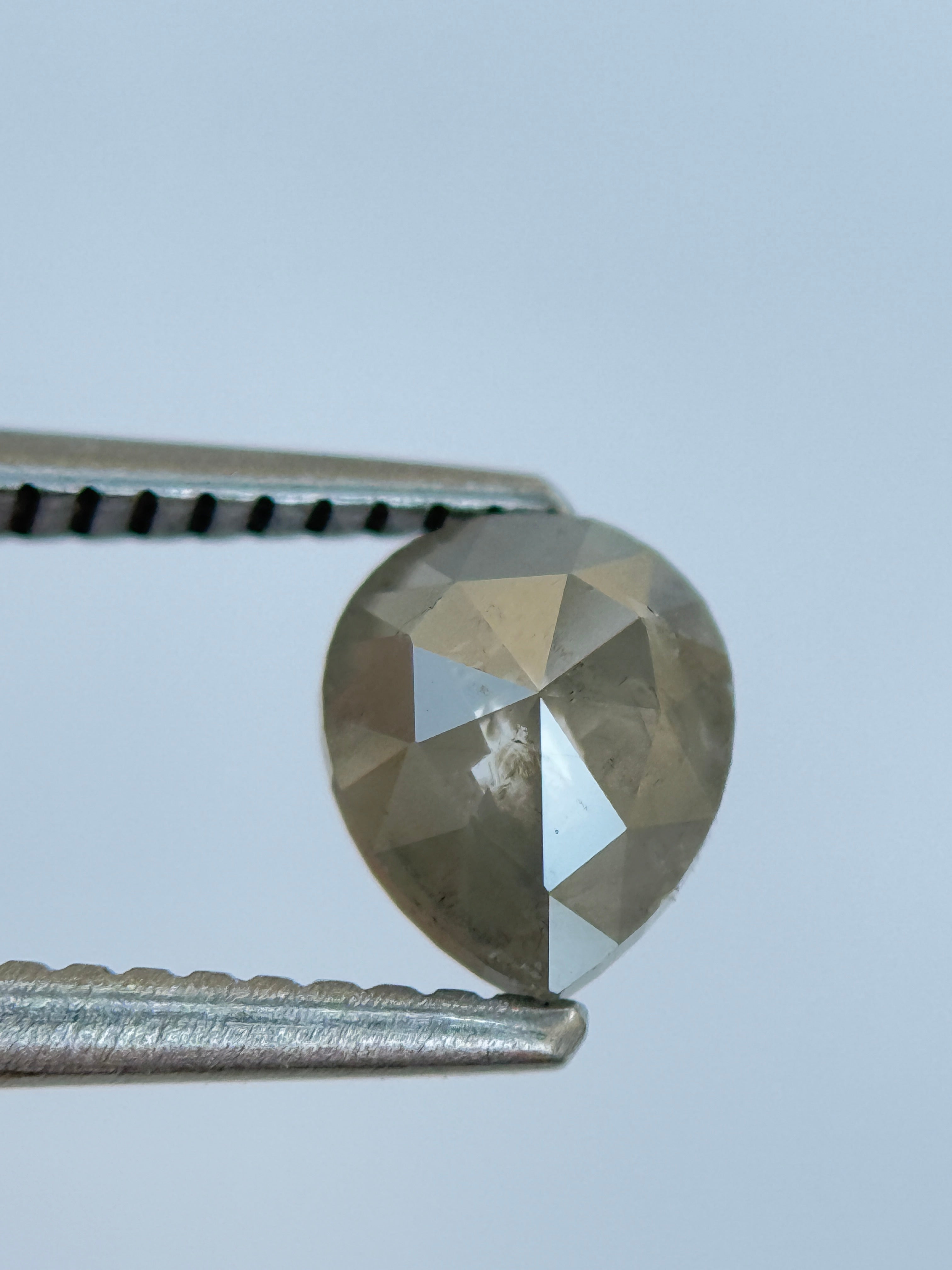 0.97 Ct Pear Rose Cut Grey Natural Salt and Pepper Diamond