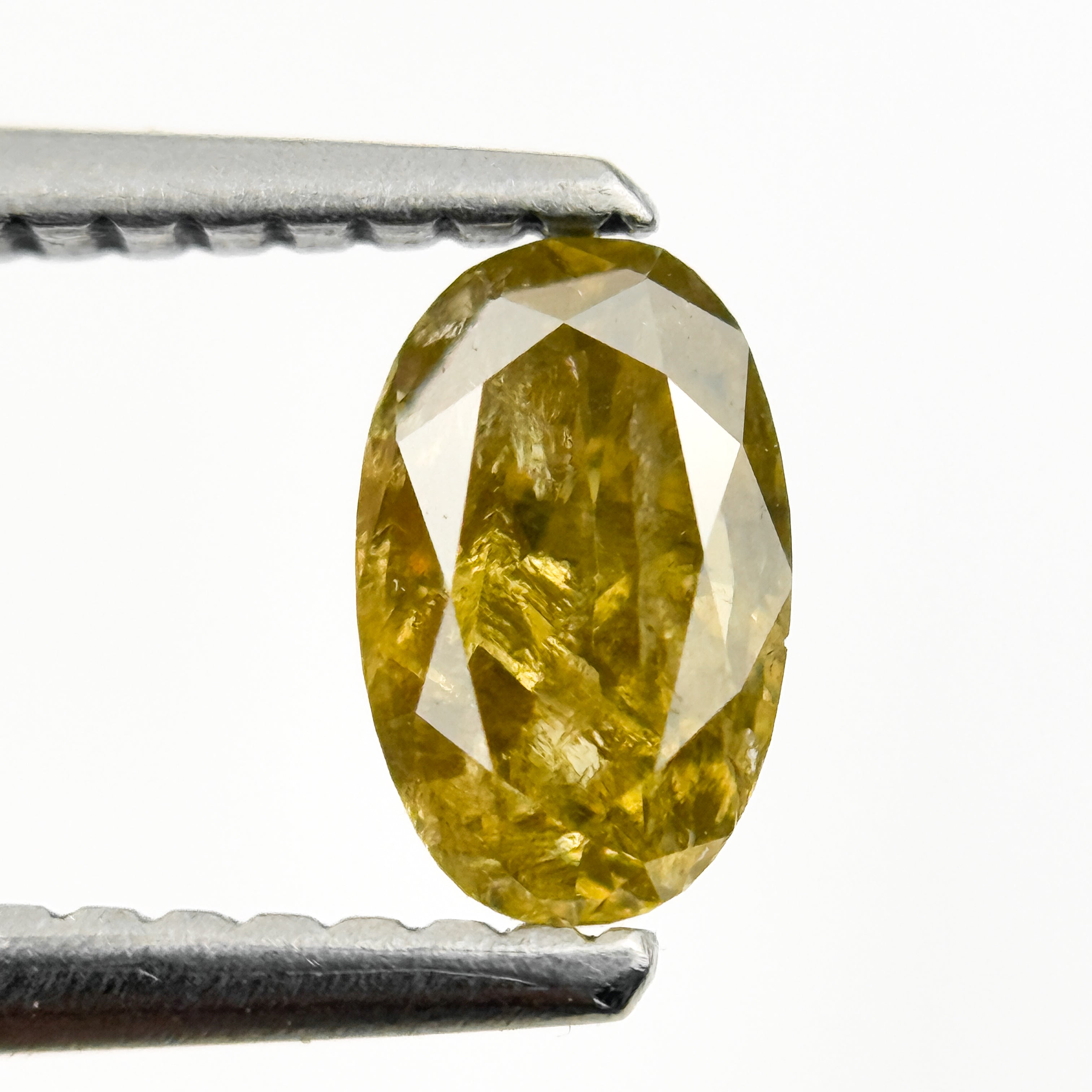 0.67 Ct Oval Rose Cut Yellow Natural Salt and Pepper Diamond