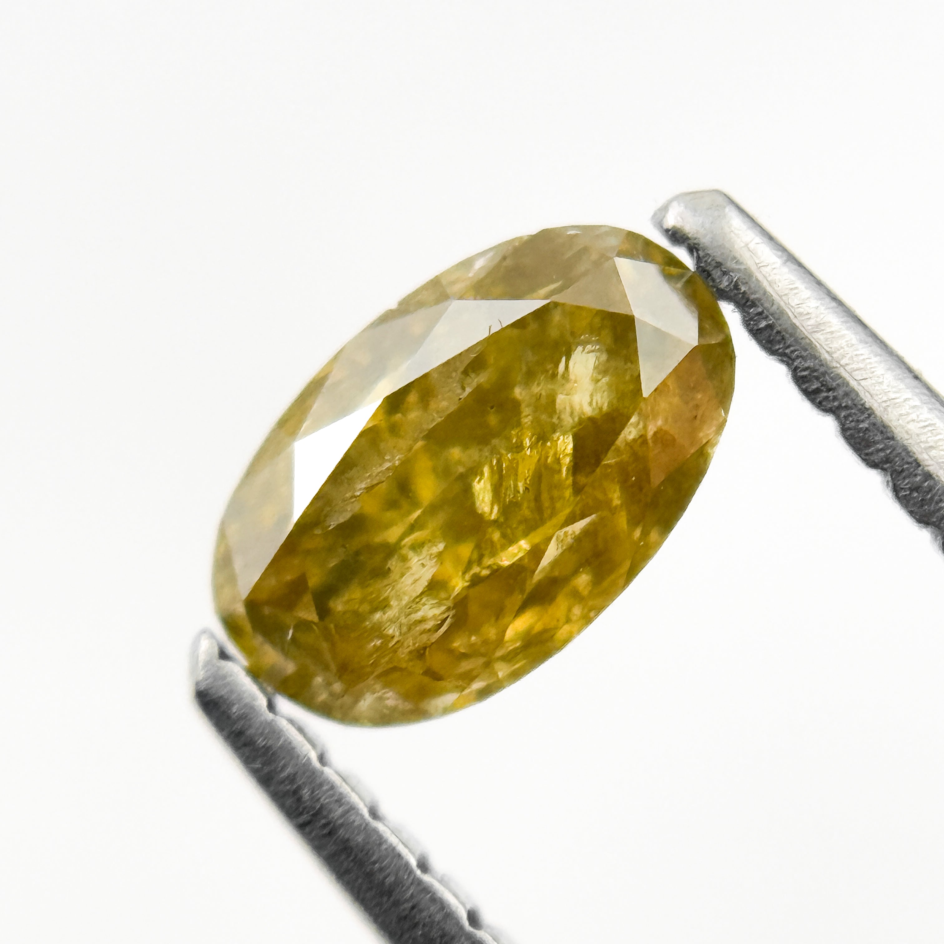 0.67 Ct Oval Rose Cut Yellow Natural Salt and Pepper Diamond