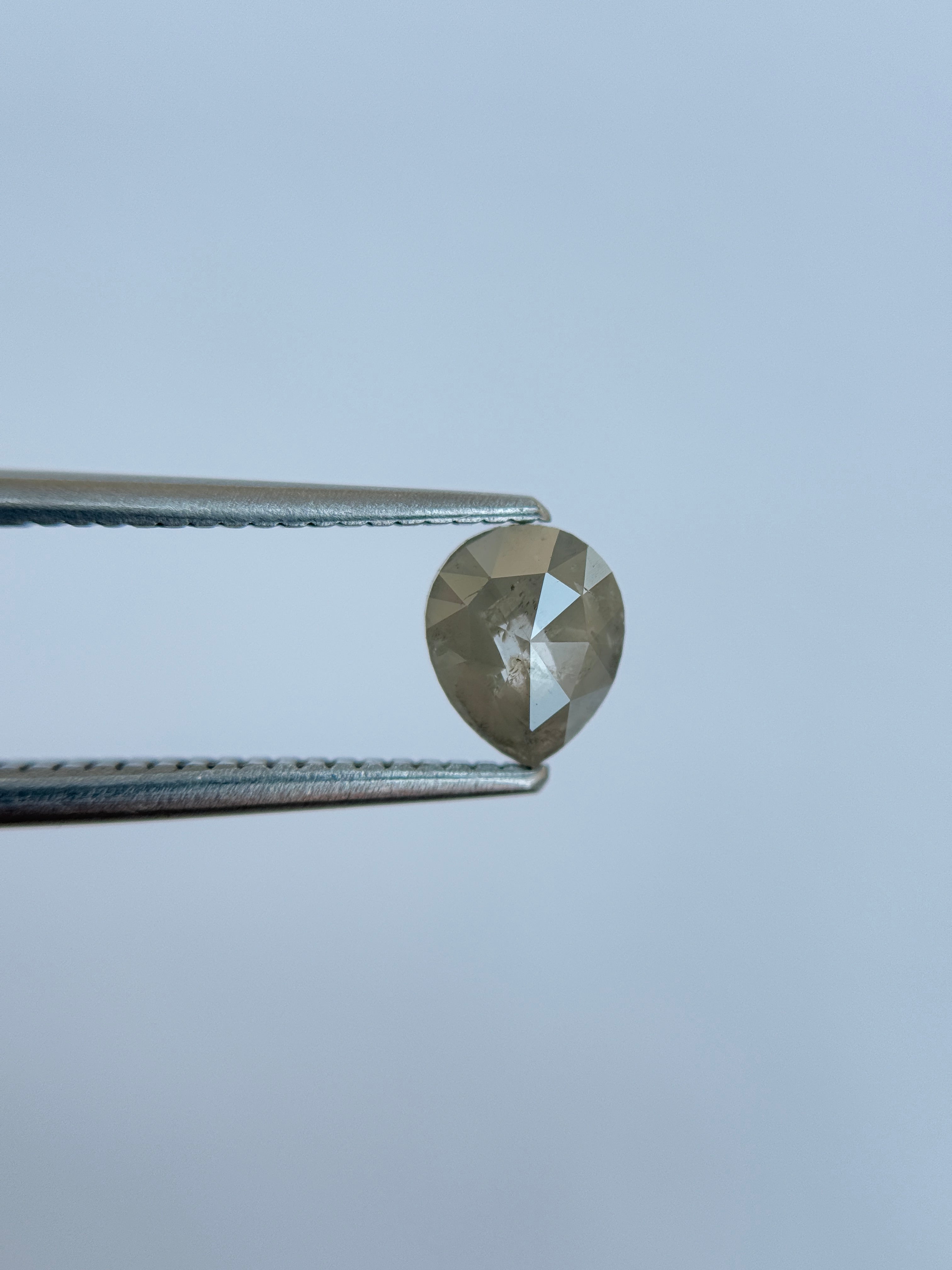 0.97 Ct Pear Rose Cut Grey Natural Salt and Pepper Diamond