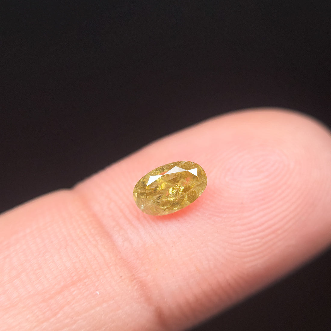 0.67 Ct Oval Rose Cut Yellow Natural Salt and Pepper Diamond
