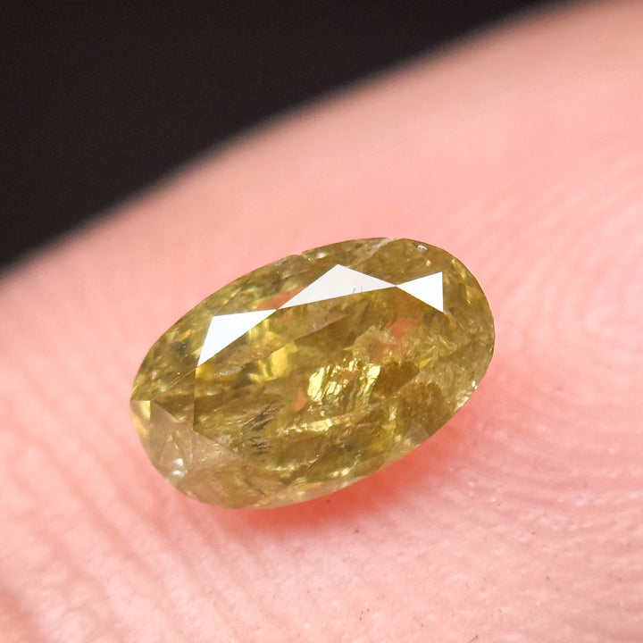 0.67 Ct Oval Rose Cut Yellow Natural Salt and Pepper Diamond