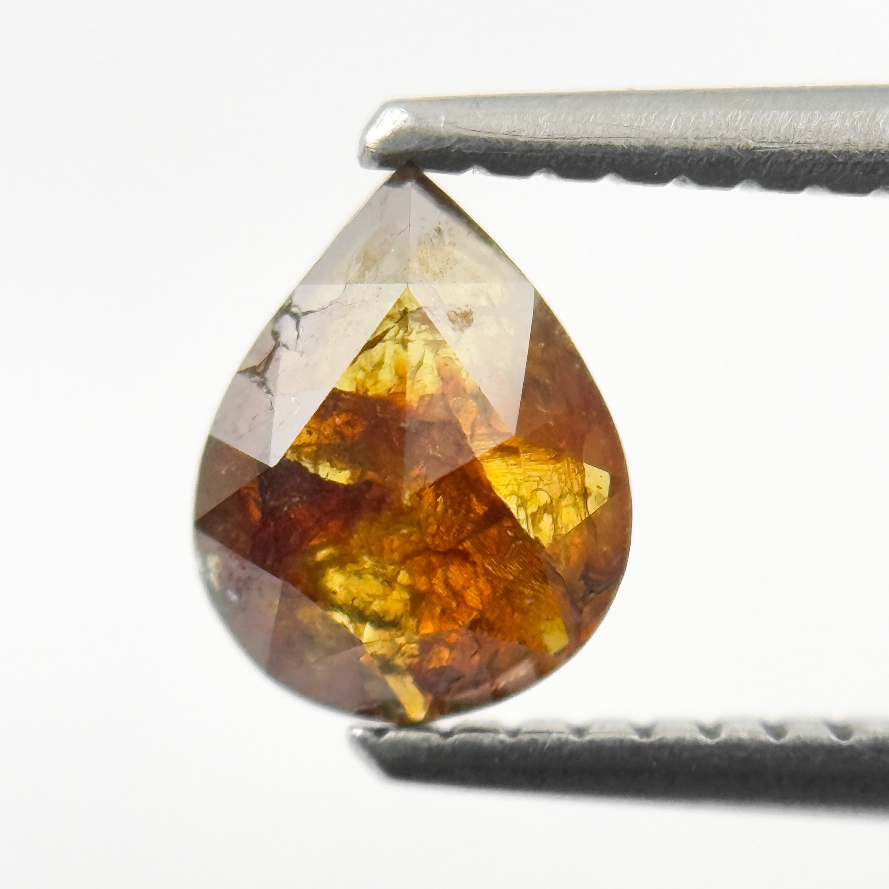 0.80 Ct Pear Rose Cut Red Natural Salt and Pepper Diamond