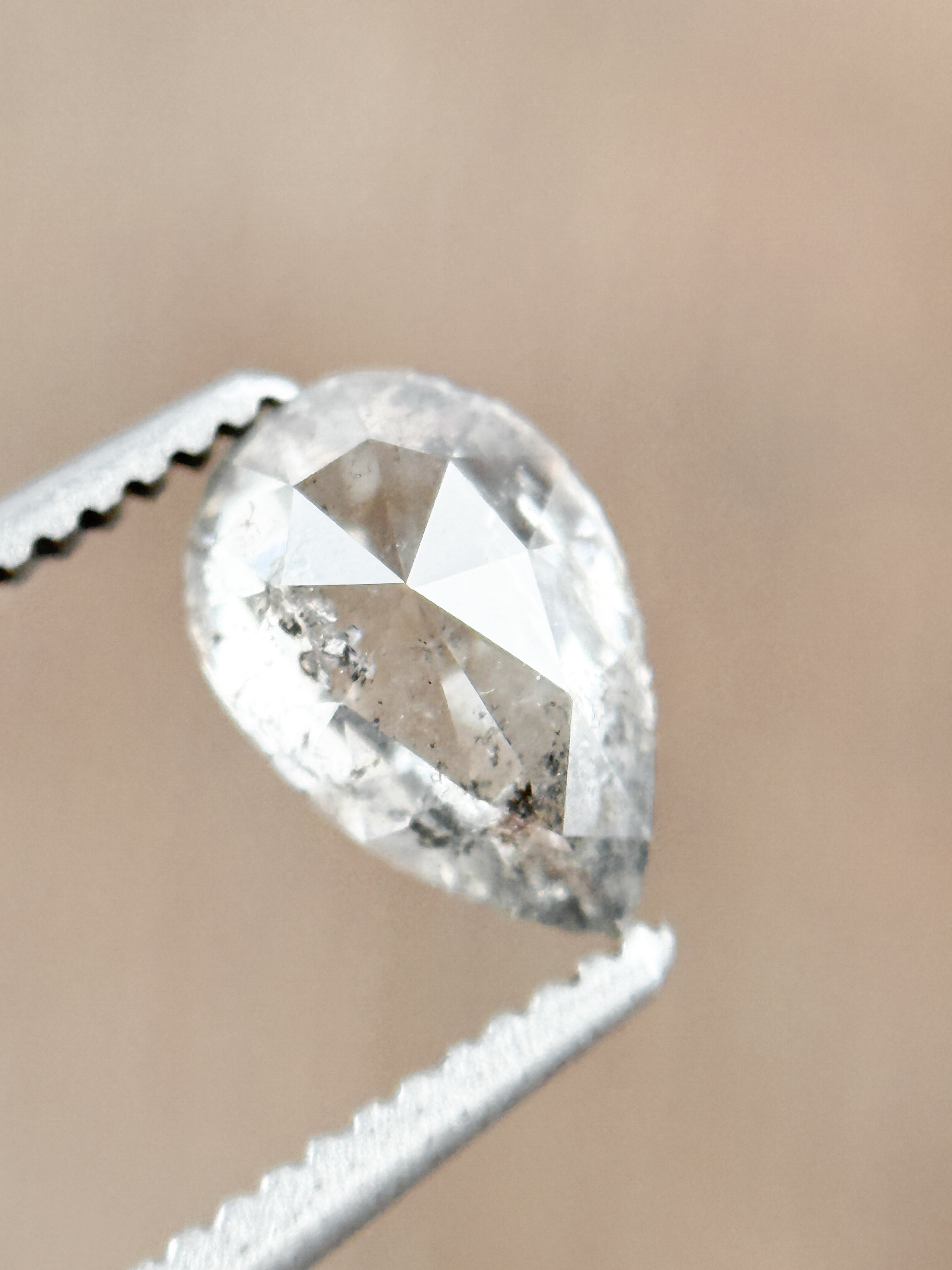 0.90 Ct Pear Rose Cut Grey Natural Fancy Diamond