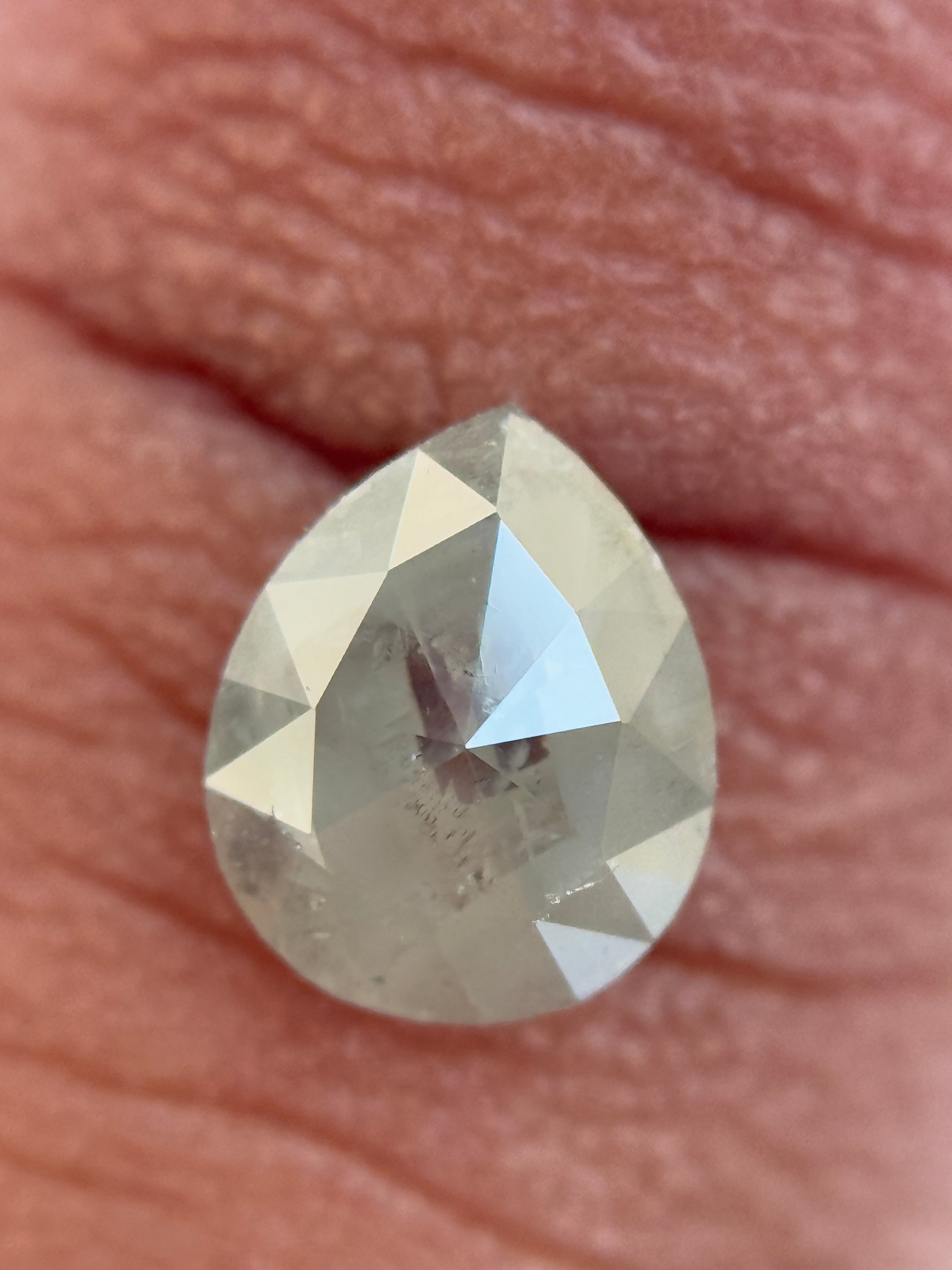 0.97 Ct Pear Rose Cut Grey Natural Salt and Pepper Diamond