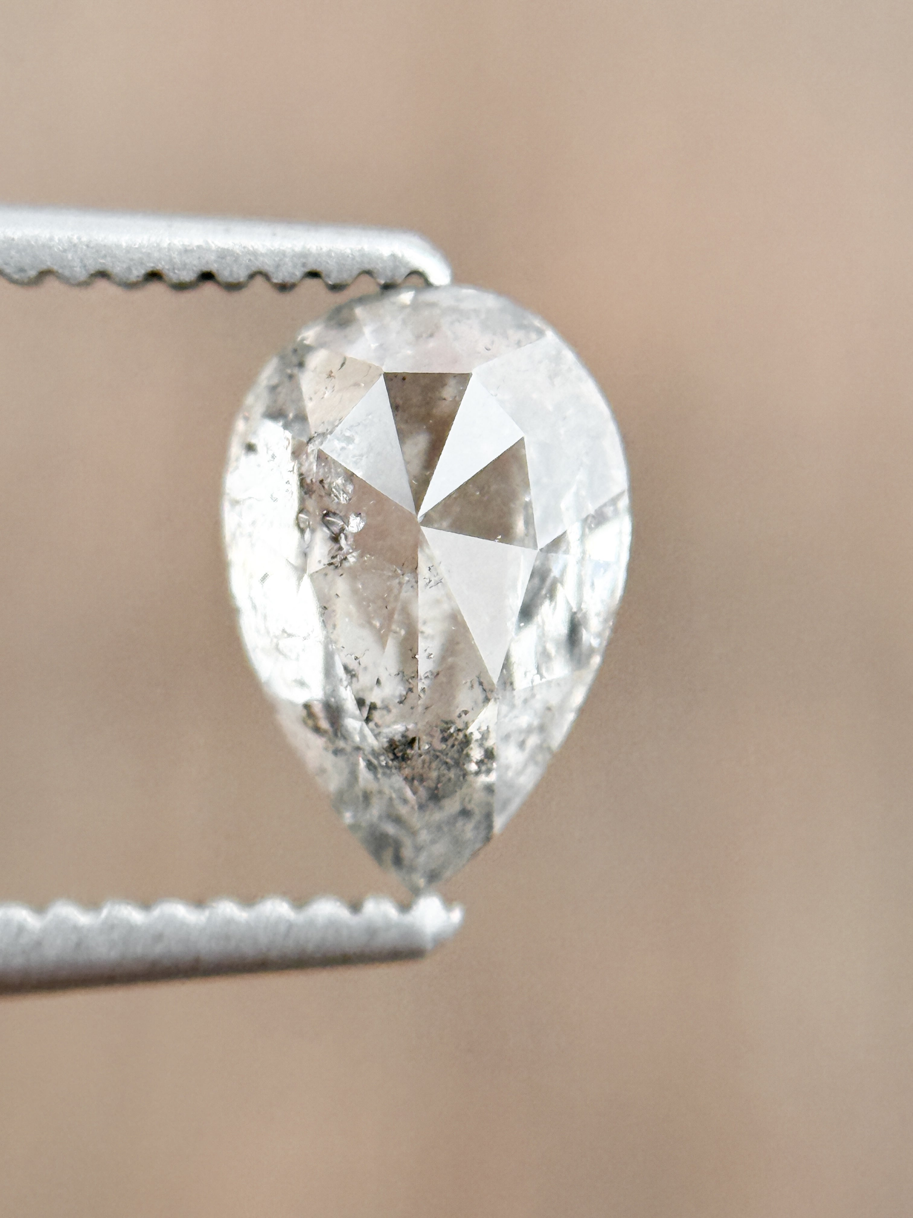 0.90 Ct Pear Rose Cut Grey Natural Fancy Diamond