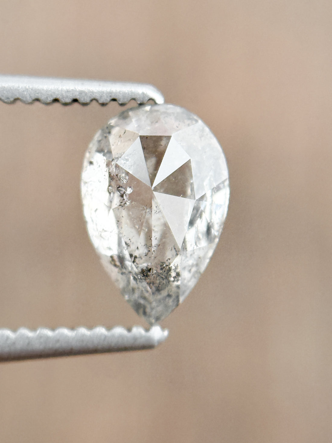 0.90 Ct Pear Rose Cut Grey Natural Fancy Diamond